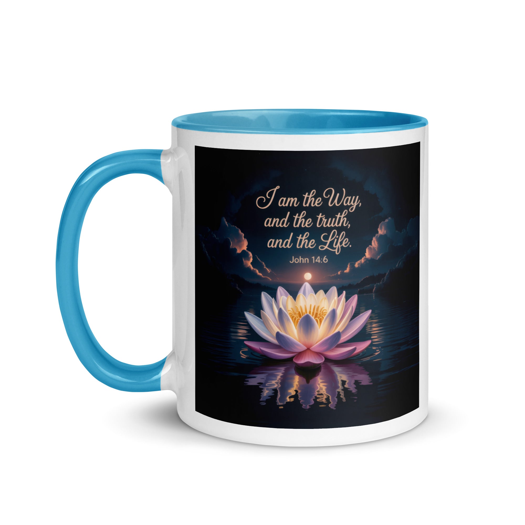 John 14:6 Bible Verse The Way White Ceramic Mug with Color Inside