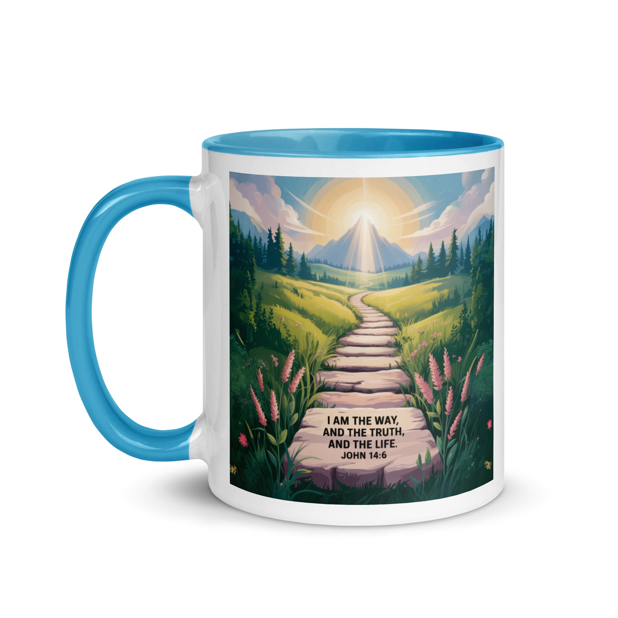John 14:6 Bible Verse The Truth White Ceramic Mug with Color Inside