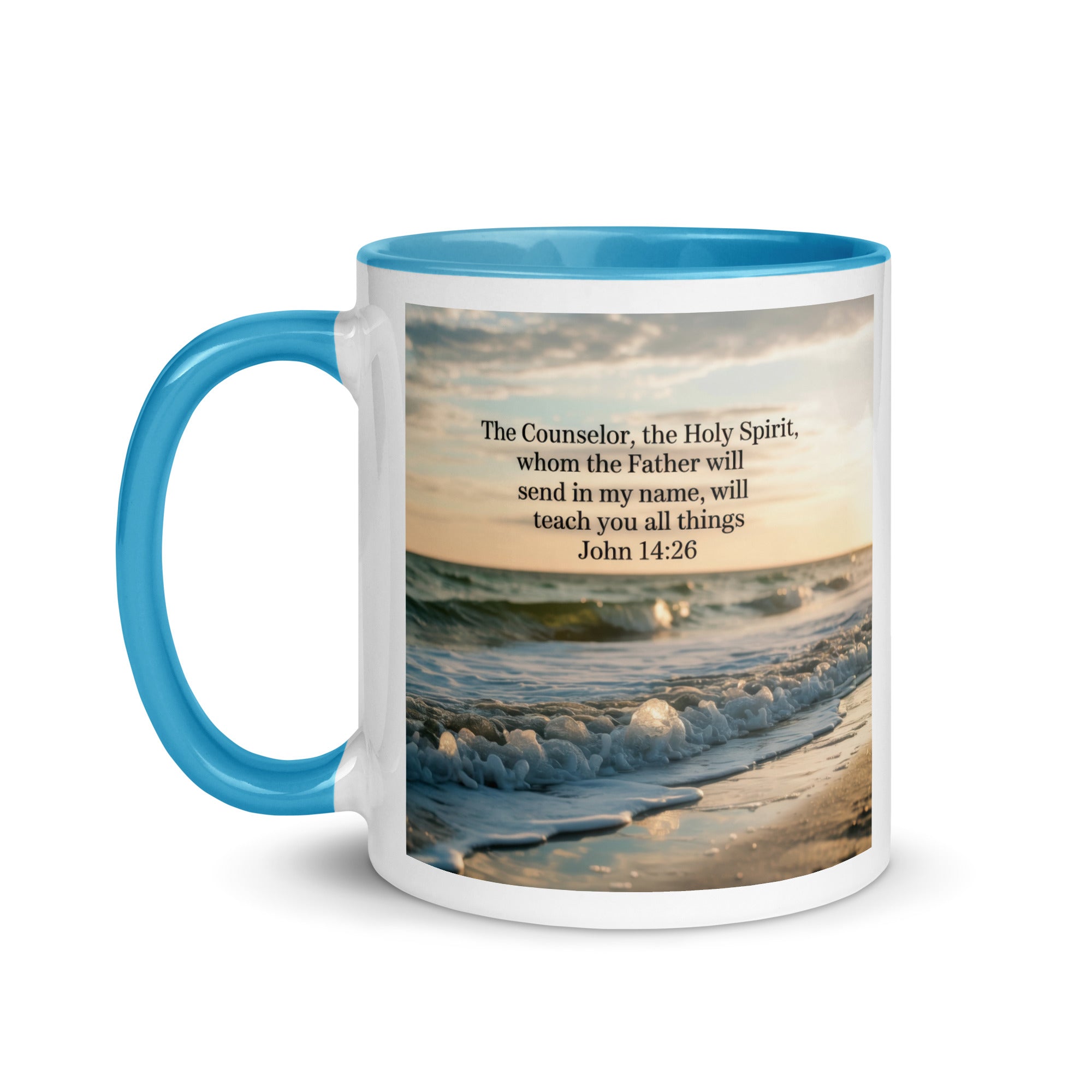 John 14:26 Bible Verse You All White Ceramic Mug with Color Inside