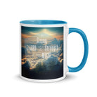 Ephesians 6:10 Bible Verse, be strong in the Lord White Ceramic Mug with Color Inside Blue 11 oz