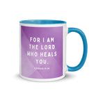 Exodus 15:26 Bible Verse, in his eyes White Ceramic Mug with Color Inside Blue 11 oz