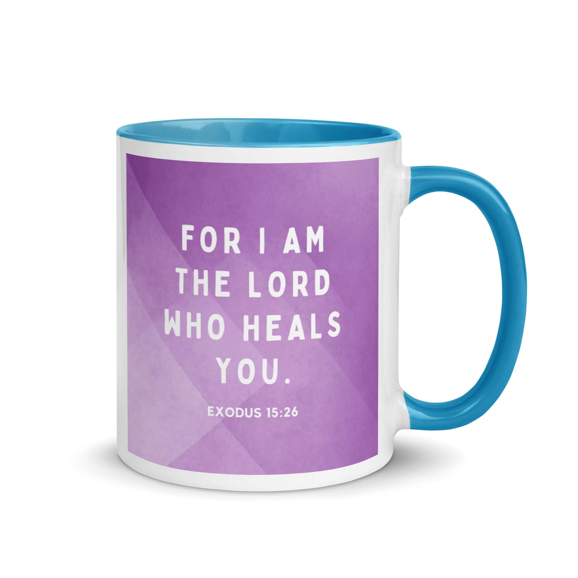 Exodus 15:26 Bible Verse, in his eyes White Ceramic Mug with Color Inside Blue 11 oz