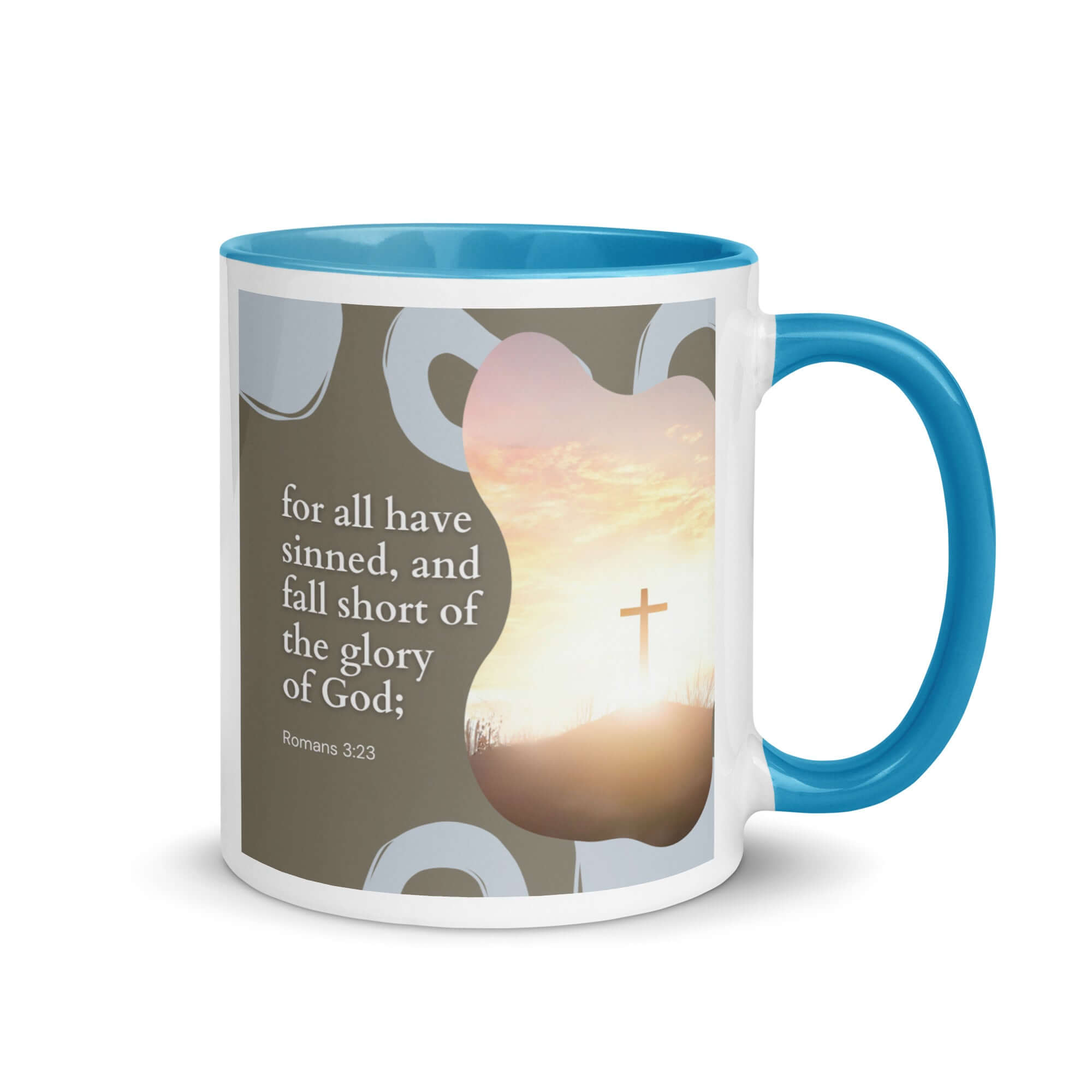 Romans 3:23 Bible Verse, the glory White Ceramic Mug with Color Inside Blue 11 oz