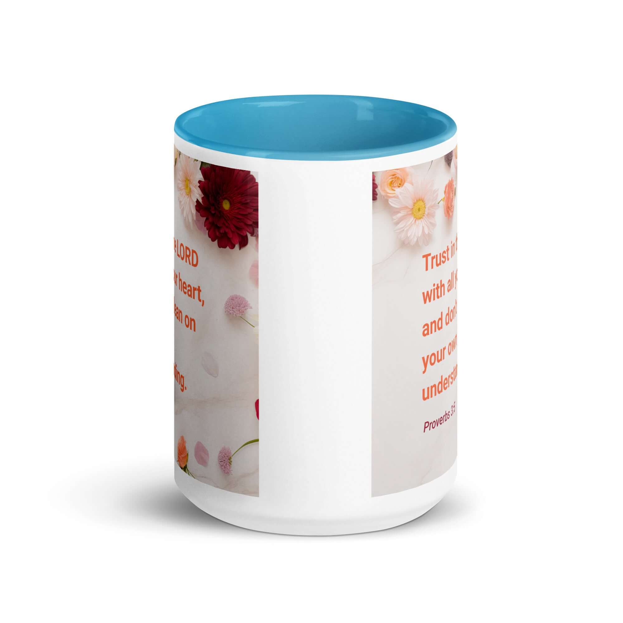 Proverbs 3:5 Bible Verse, Trust in the LORD White Ceramic Mug with Color Inside