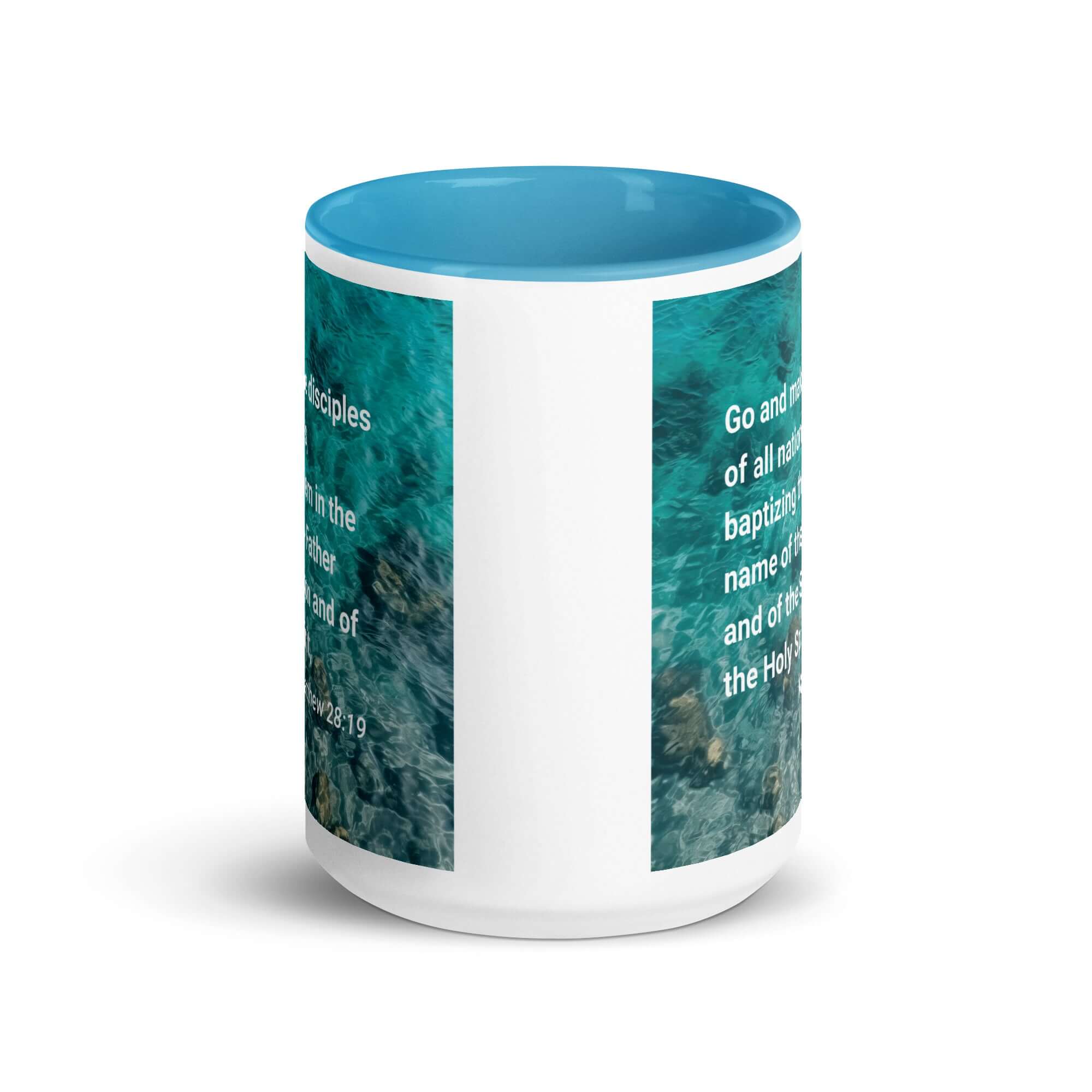 Matthew 28:19 Bible Verse, Make Disciples White Ceramic Mug with Color Inside