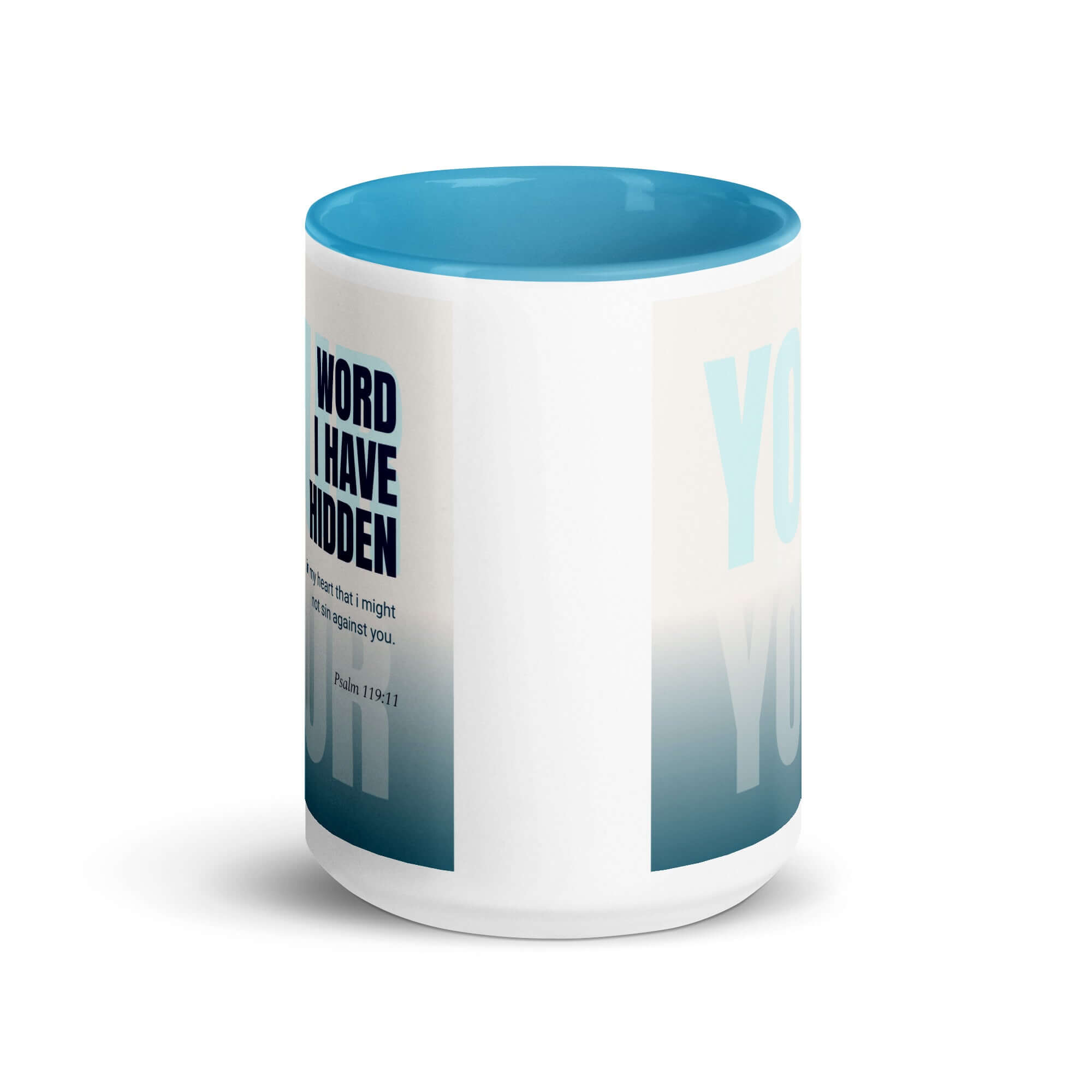 Psalm 119:11 Bible Verse, hidden your word White Ceramic Mug with Color Inside