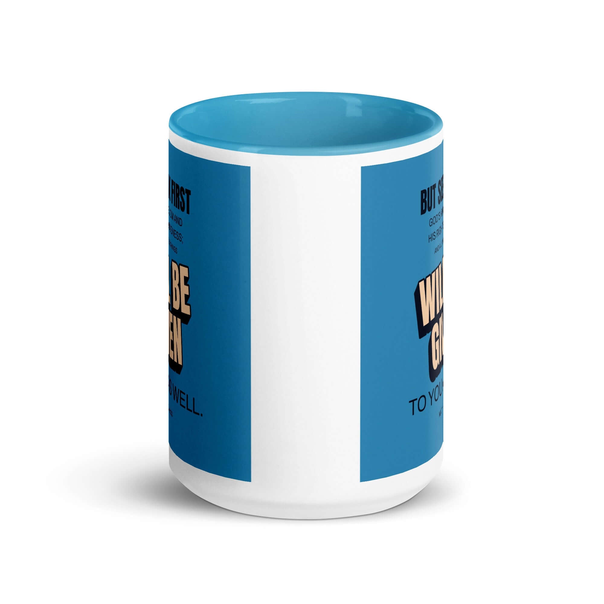 Matthew 6:33 Bible Verse, seek first God’s Kingdom White Ceramic Mug with Color Inside