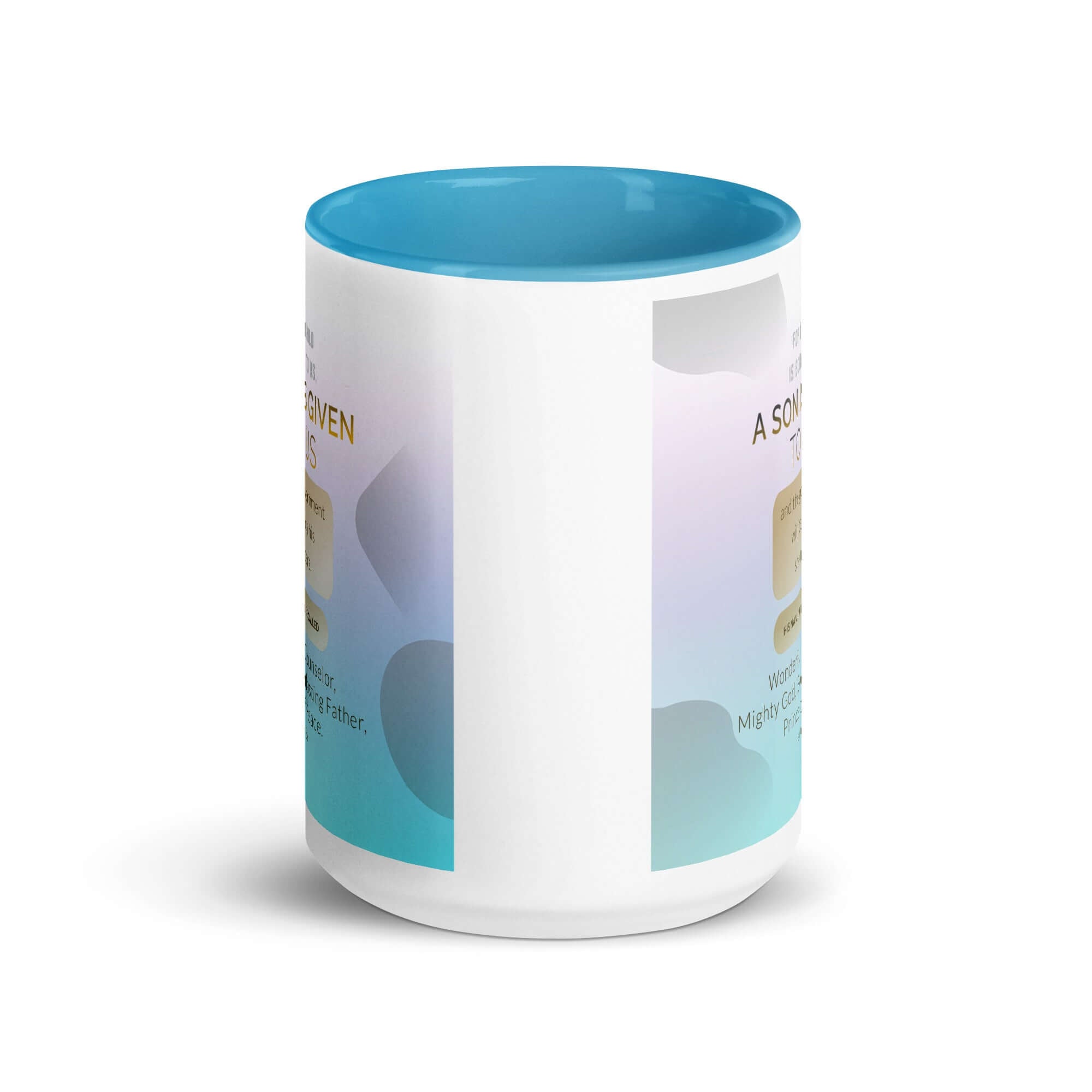 Isaiah 9:6 Bible Verse, Wonderful Counselor White Ceramic Mug with Color Inside