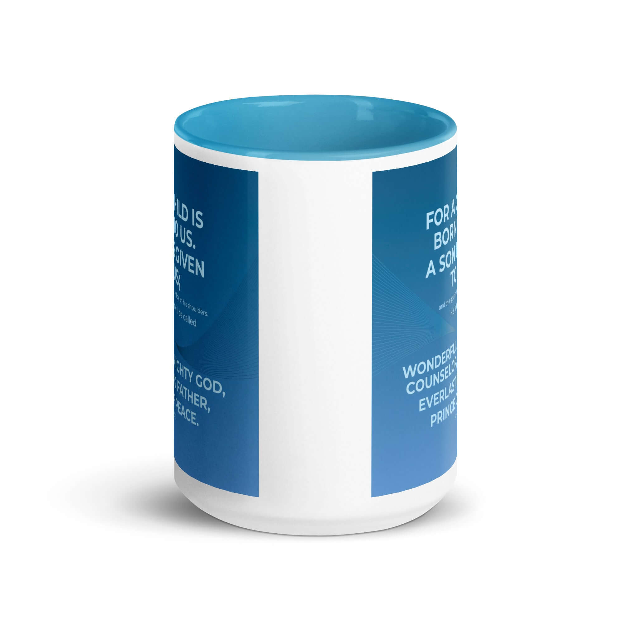 Isaiah 9:6 Bible Verse, Everlasting Father White Ceramic Mug with Color Inside