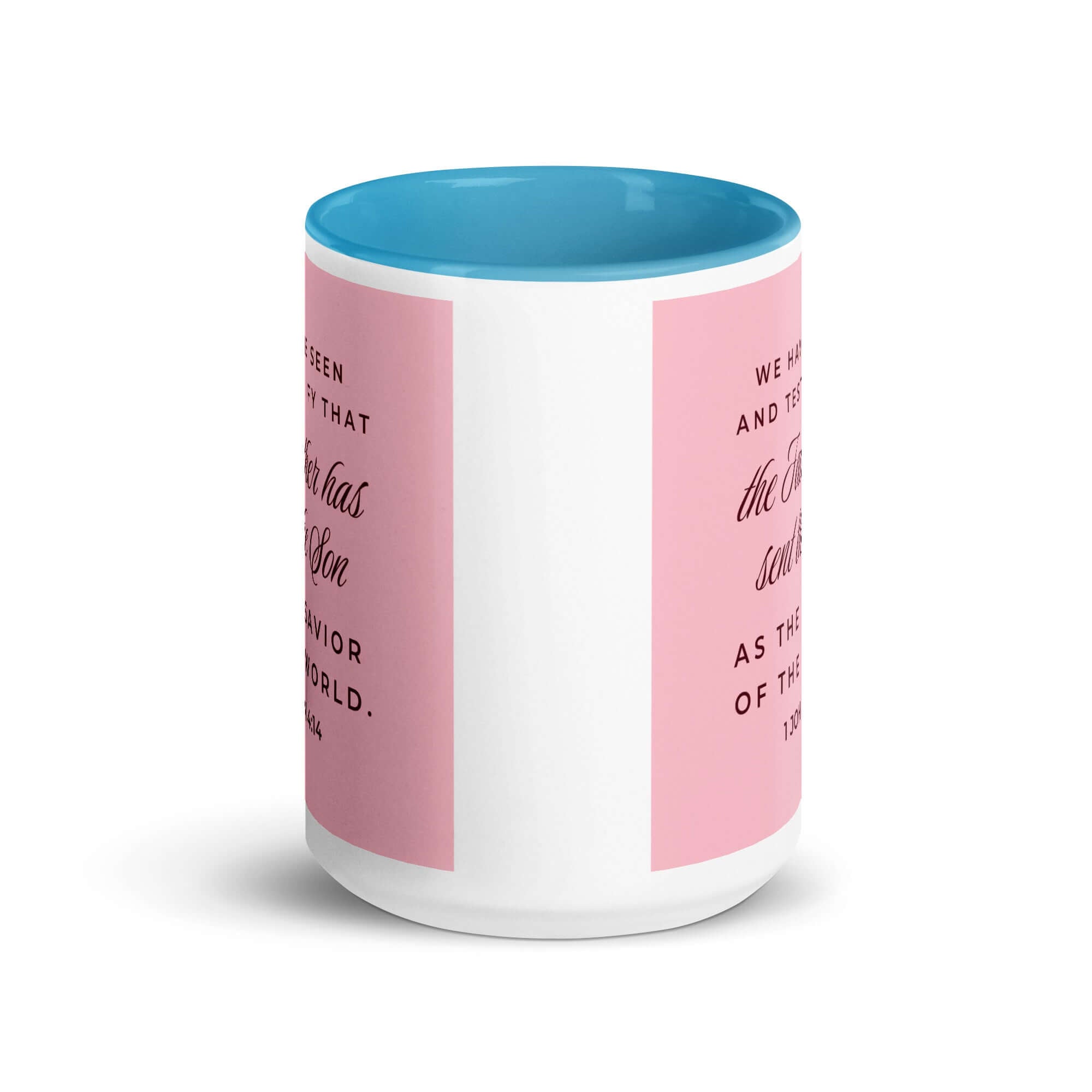 1 John 4:14 Bible Verse, We have seen White Ceramic Mug with Color Inside