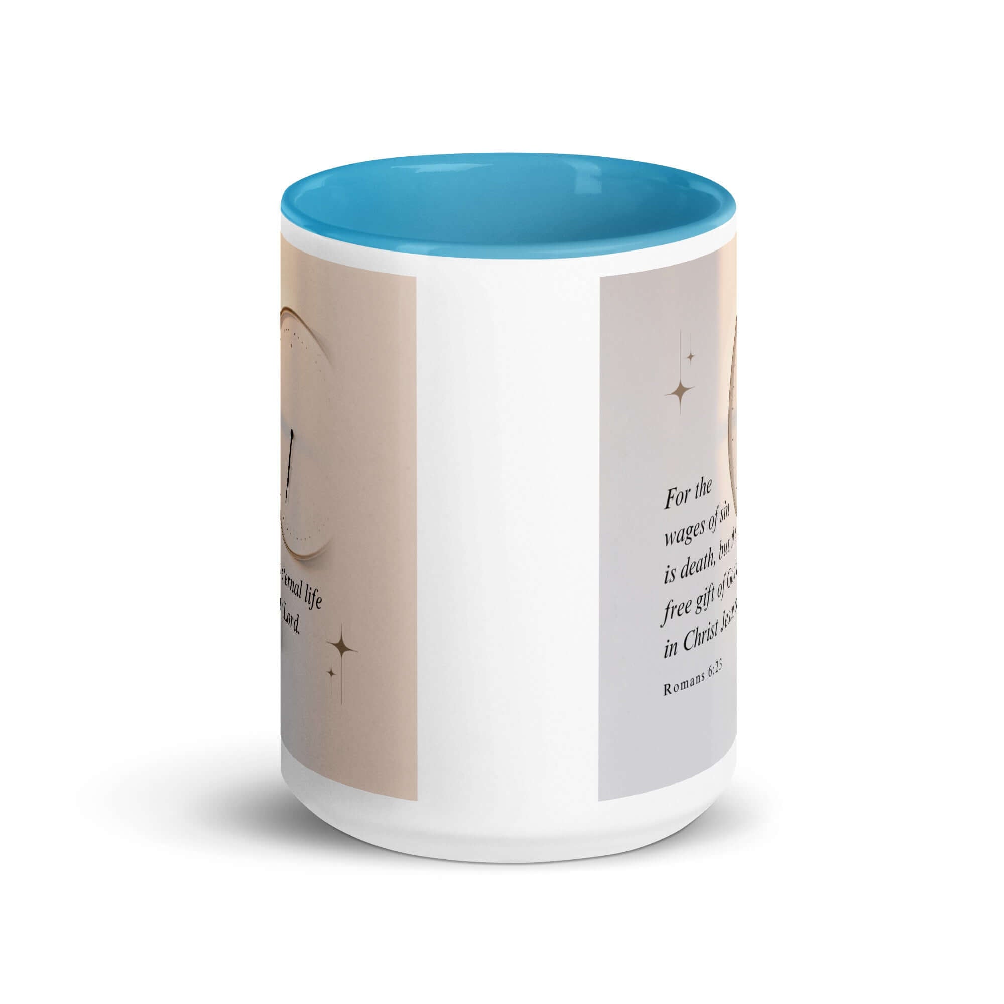 Romans 6:23 Bible Verse, our Lord White Ceramic Mug with Color Inside