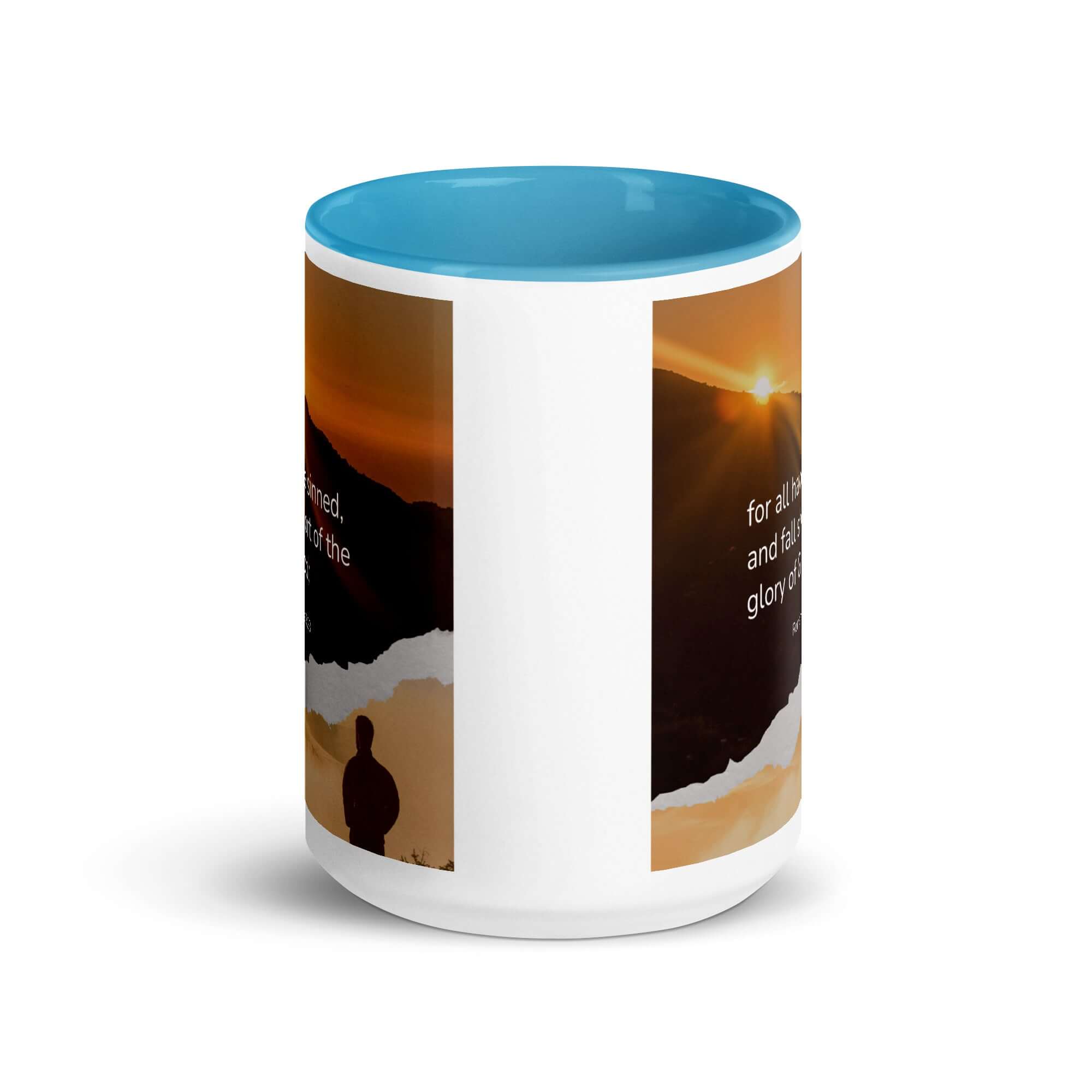 Romans 3:23 Bible Verse, of God White Ceramic Mug with Color Inside