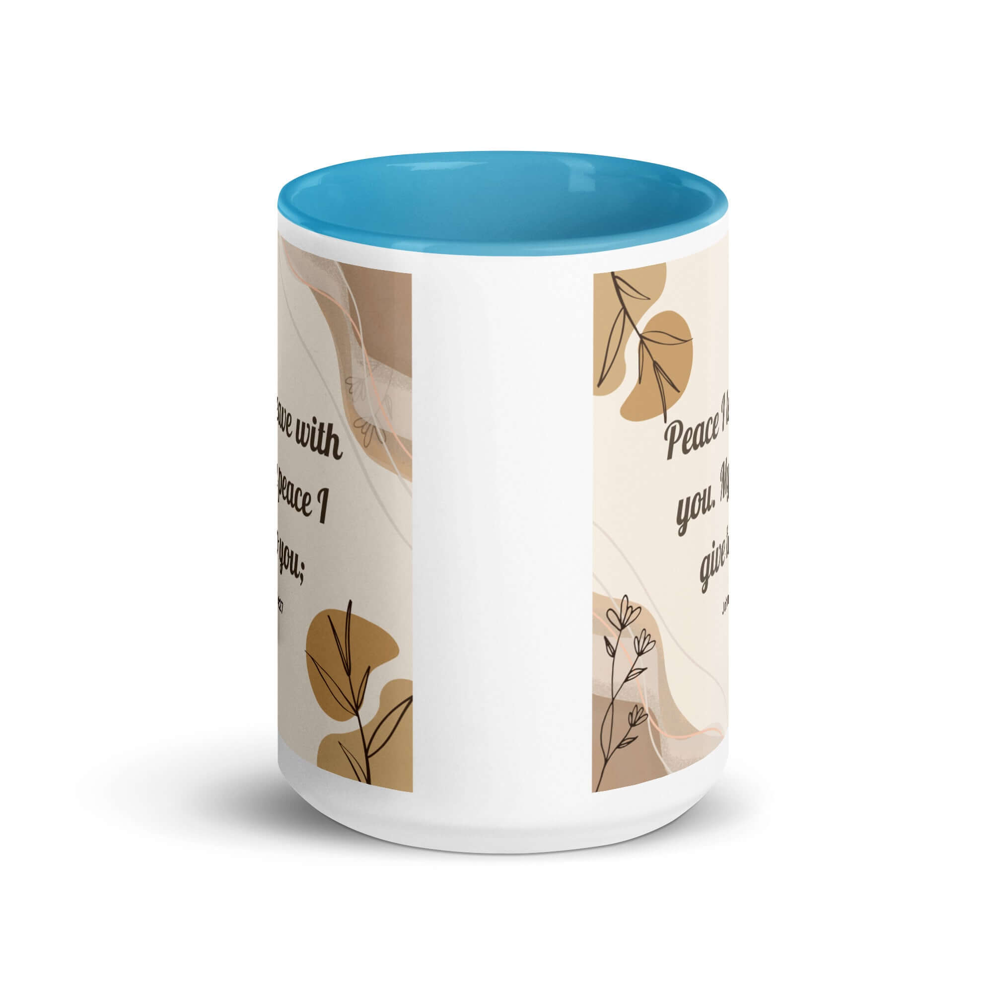 John 14:27 Bible Verse, Peace I White Ceramic Mug with Color Inside