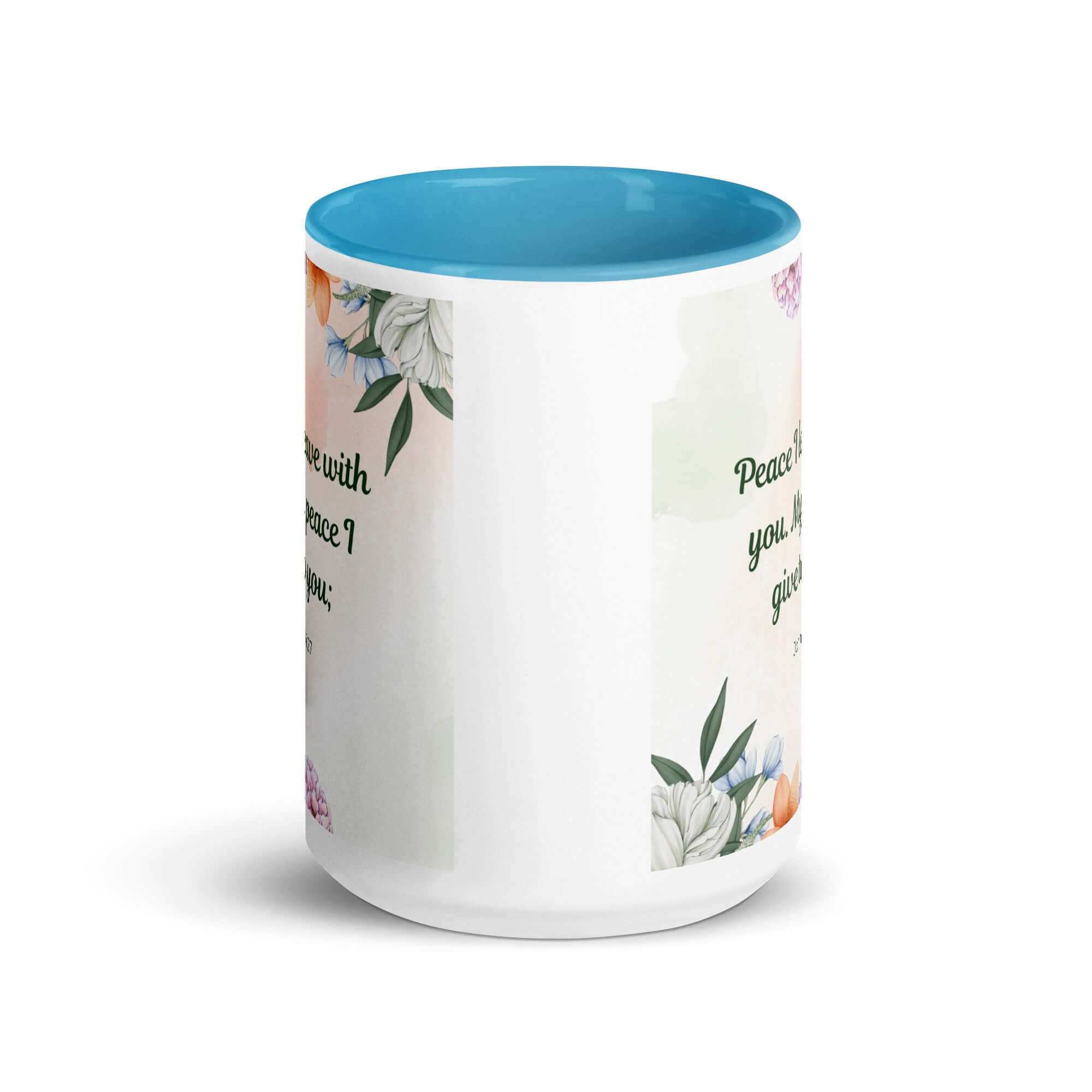John 14:27 Bible Verse, with you White Ceramic Mug with Color Inside
