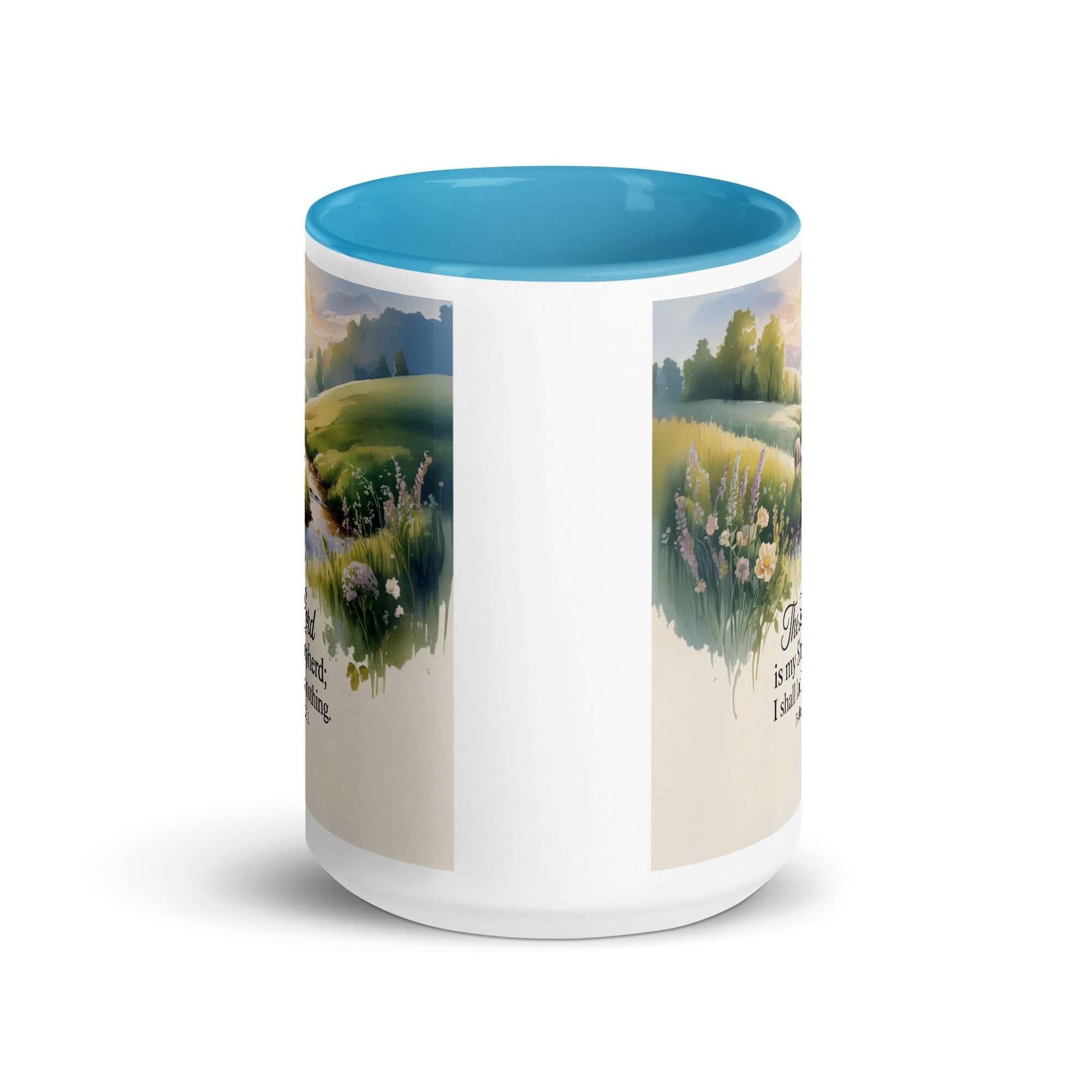 Psalm 23:1 Bible Verse, Lord White Ceramic Mug with Color Inside