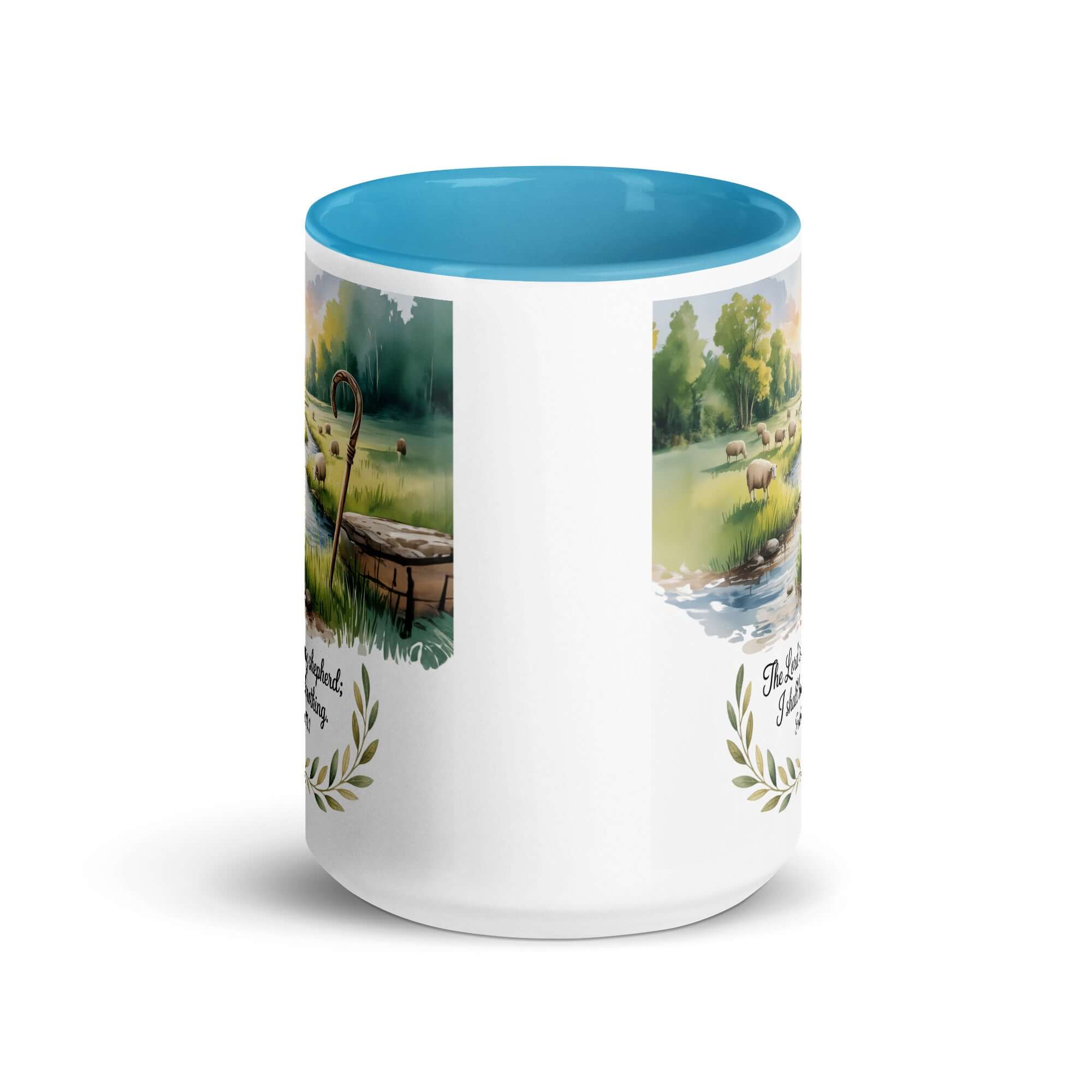 Psalm 23:1 Bible Verse, is my White Ceramic Mug with Color Inside