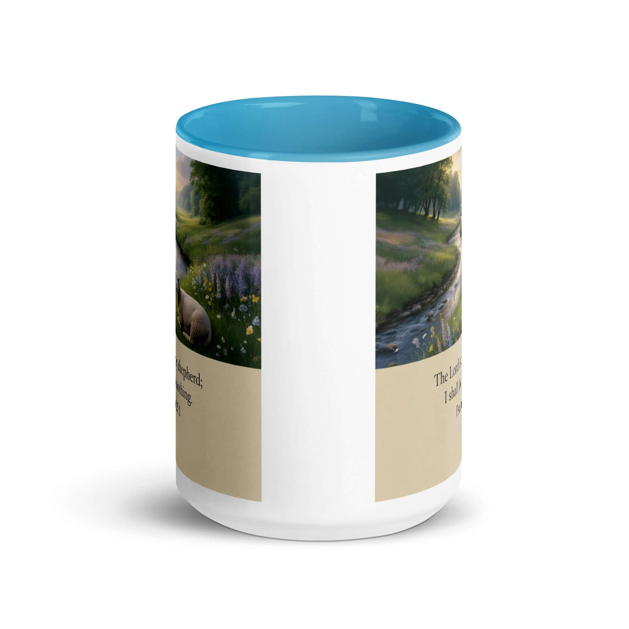 Psalm 23:1 Bible Verse, I shall White Ceramic Mug with Color Inside