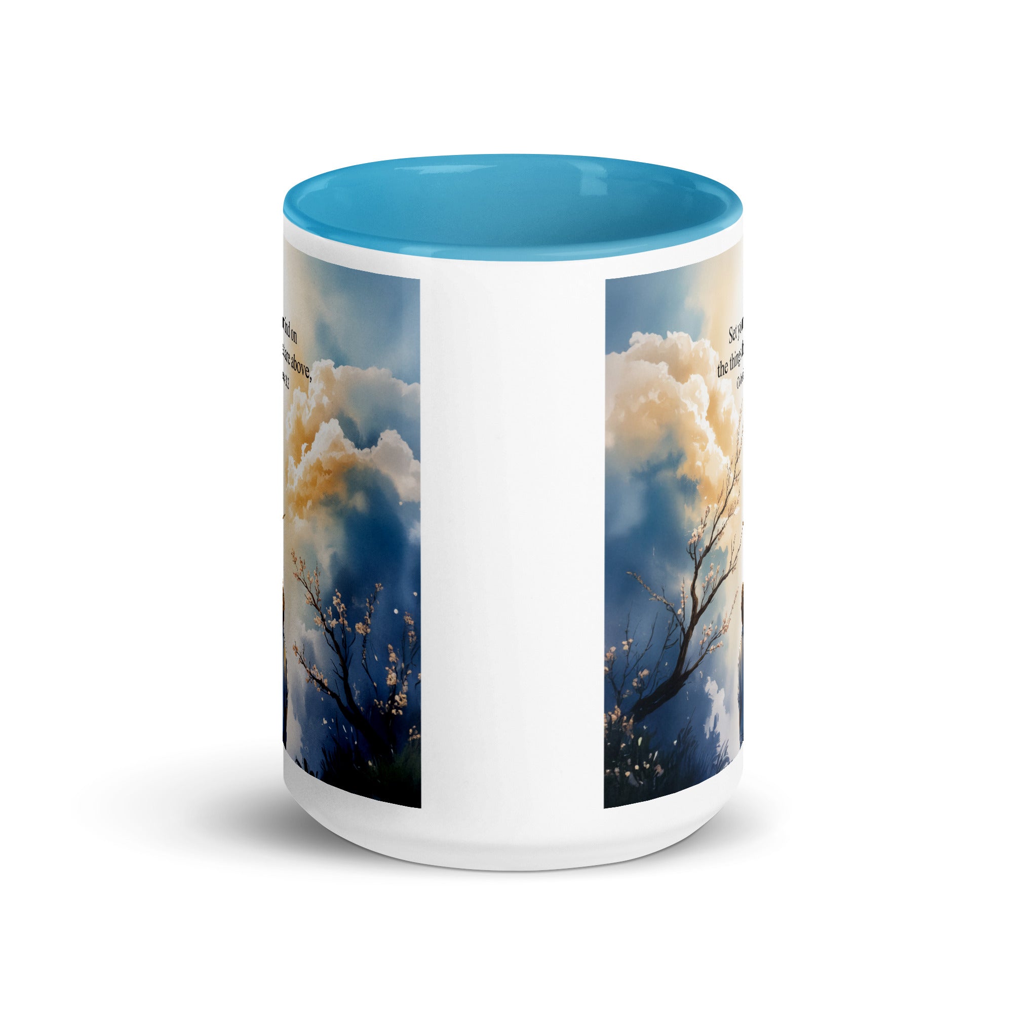 Colossians 3:2 Bible Verse the things White Ceramic Mug with Color Inside
