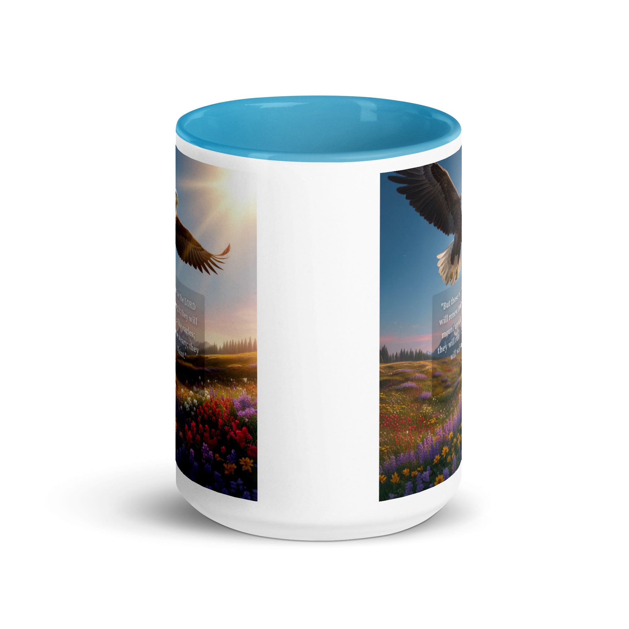 Isaiah 40:31 Bible Verse Who Wait White Ceramic Mug with Color Inside