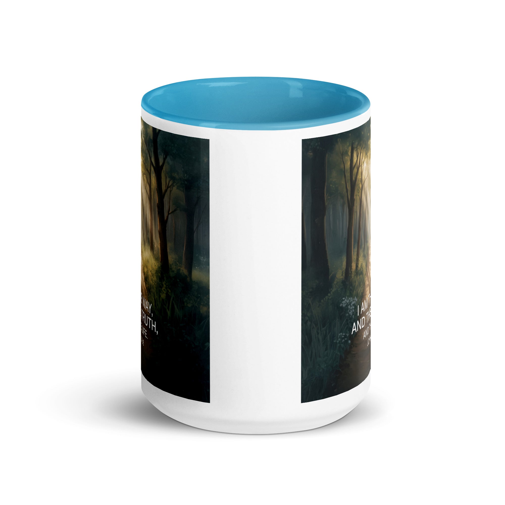 John 14:6 Bible Verse I Am White Ceramic Mug with Color Inside