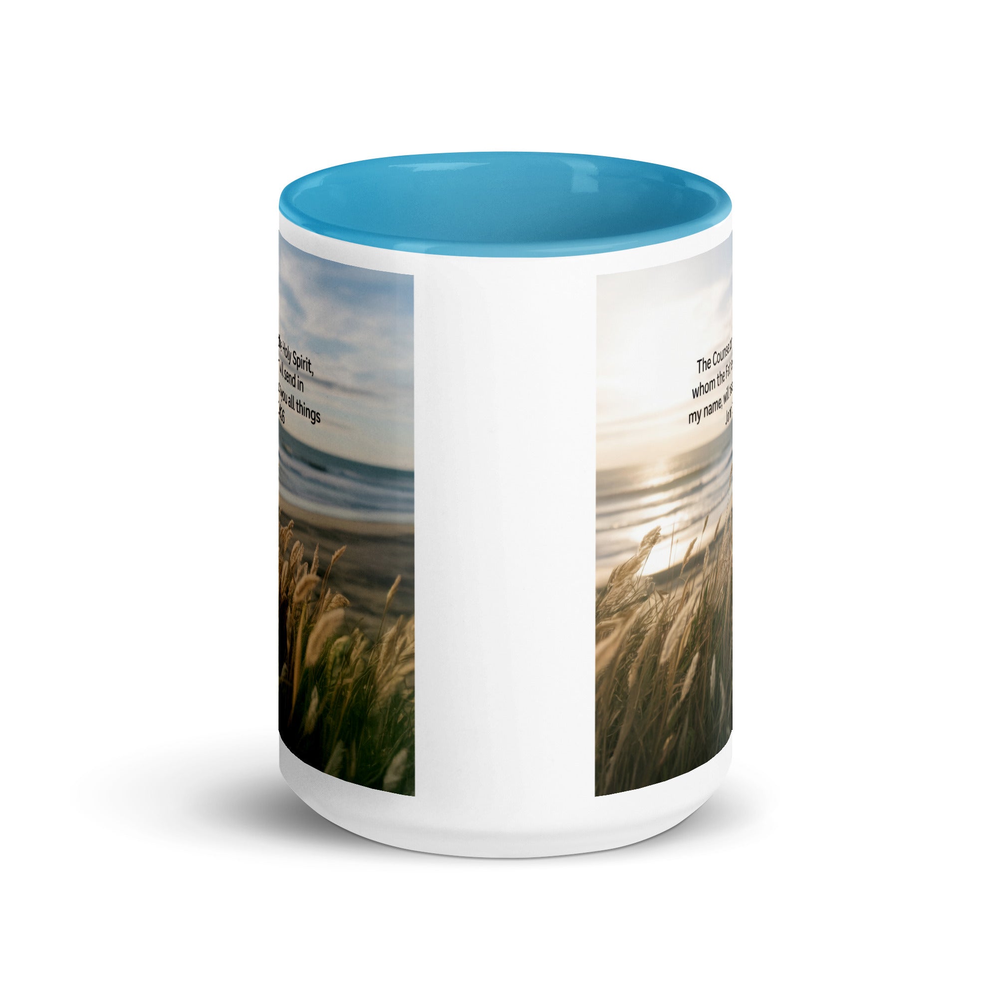 John 14:26 Bible Verse in my name White Ceramic Mug with Color Inside