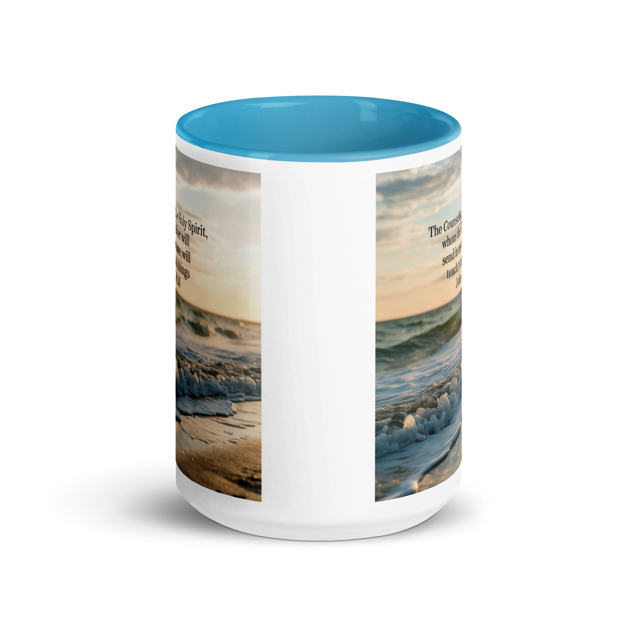 John 14:26 Bible Verse You All White Ceramic Mug with Color Inside