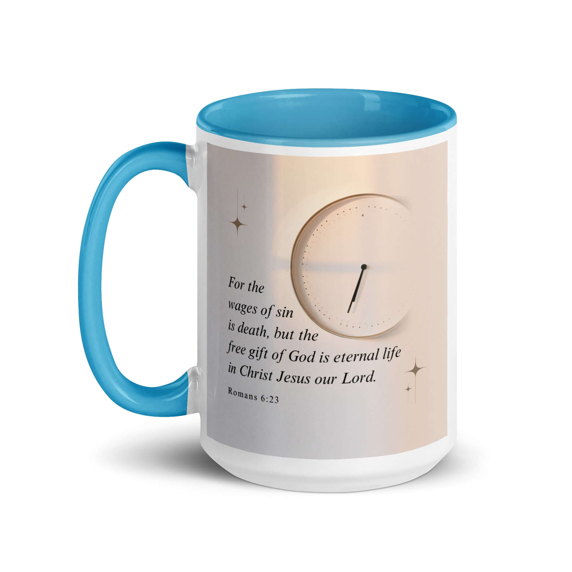 Romans 6:23 Bible Verse, our Lord White Ceramic Mug with Color Inside