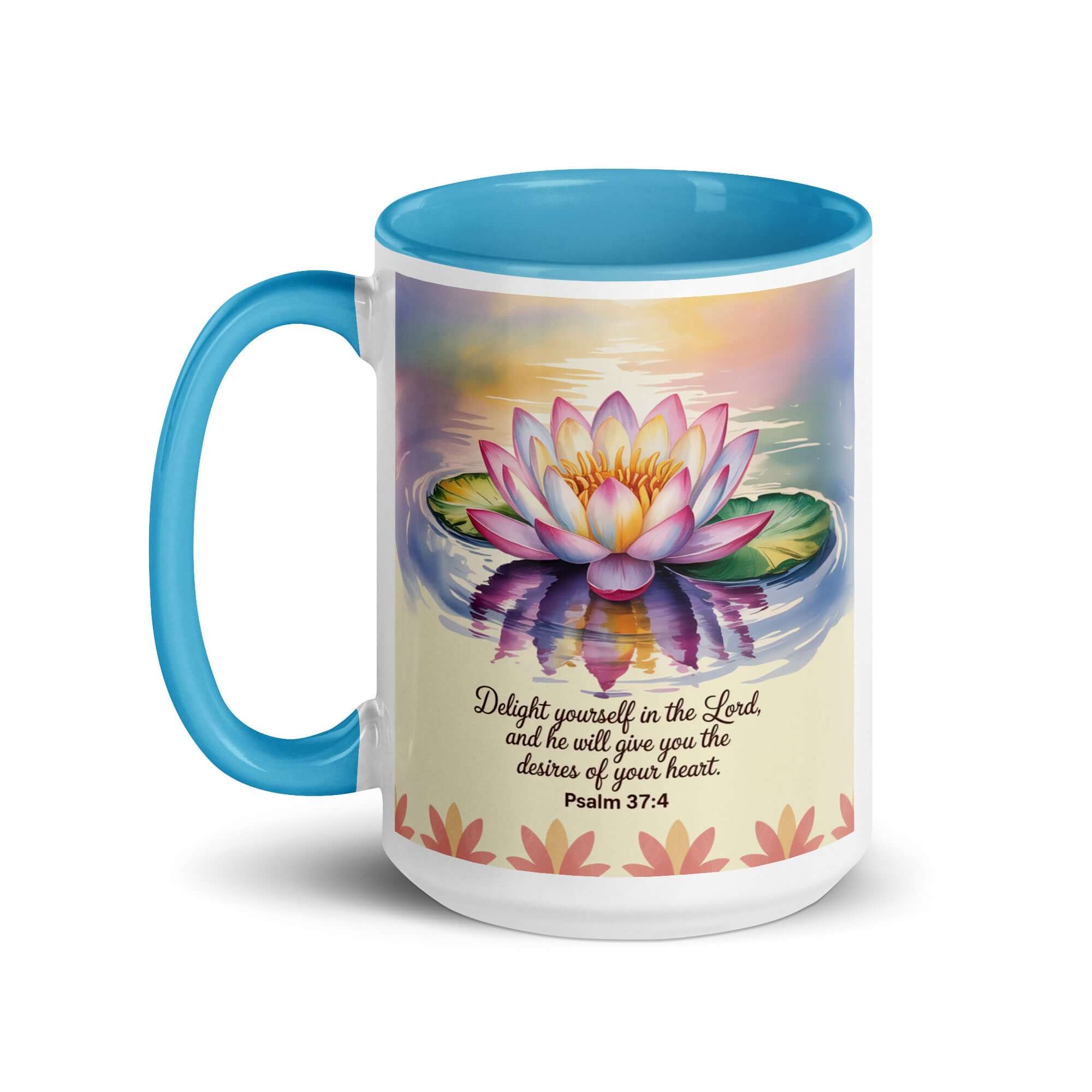 Psalm 37:4 Bible Verse, the Lord White Ceramic Mug with Color Inside