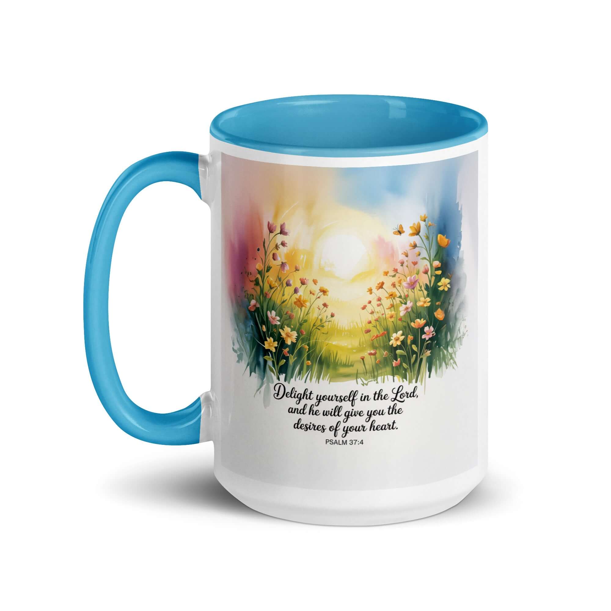 Psalm 37:4 Bible Verse, will give White Ceramic Mug with Color Inside