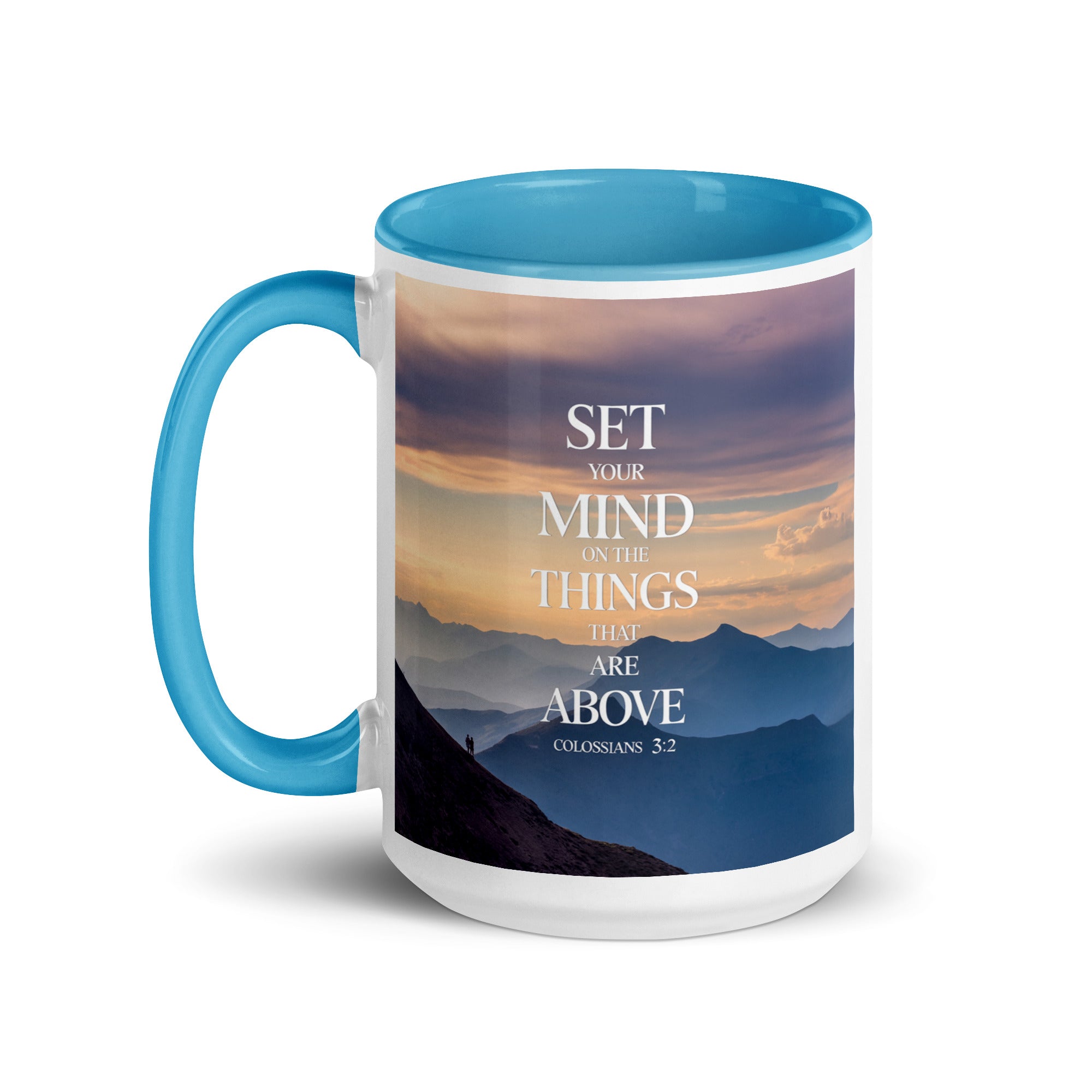 Colossians 3:2 Bible Verse things that White Ceramic Mug with Color Inside