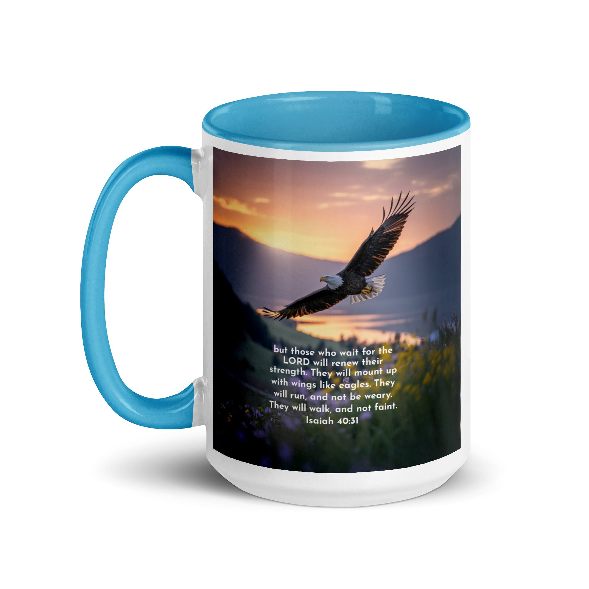Isaiah 40:31 Bible Verse Renew Strength White Ceramic Mug with Color Inside