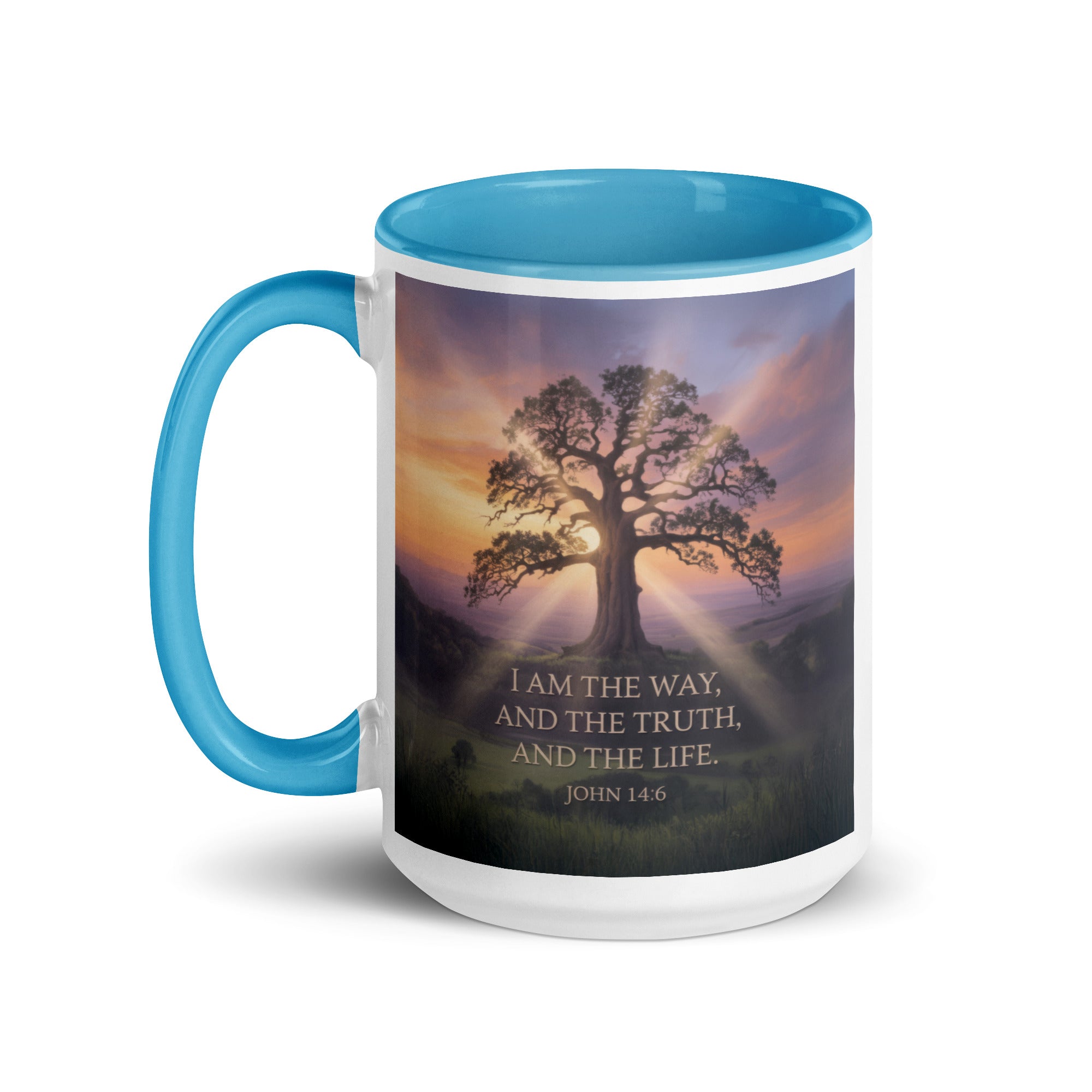 John 14:6 Bible Verse Jesus said White Ceramic Mug with Color Inside
