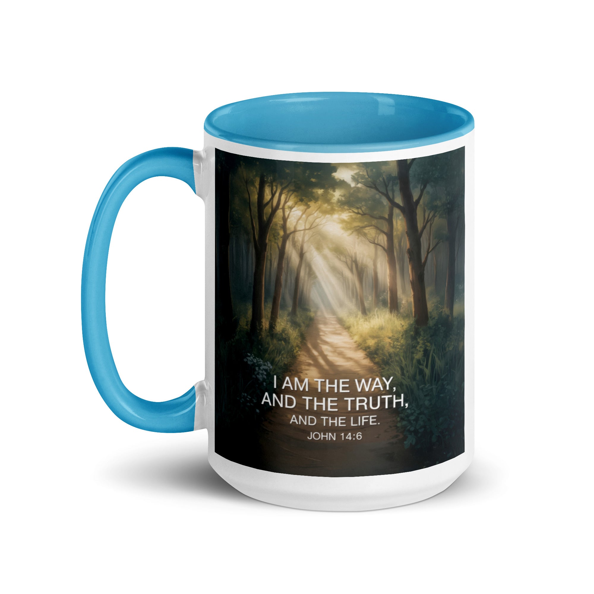 John 14:6 Bible Verse I Am White Ceramic Mug with Color Inside