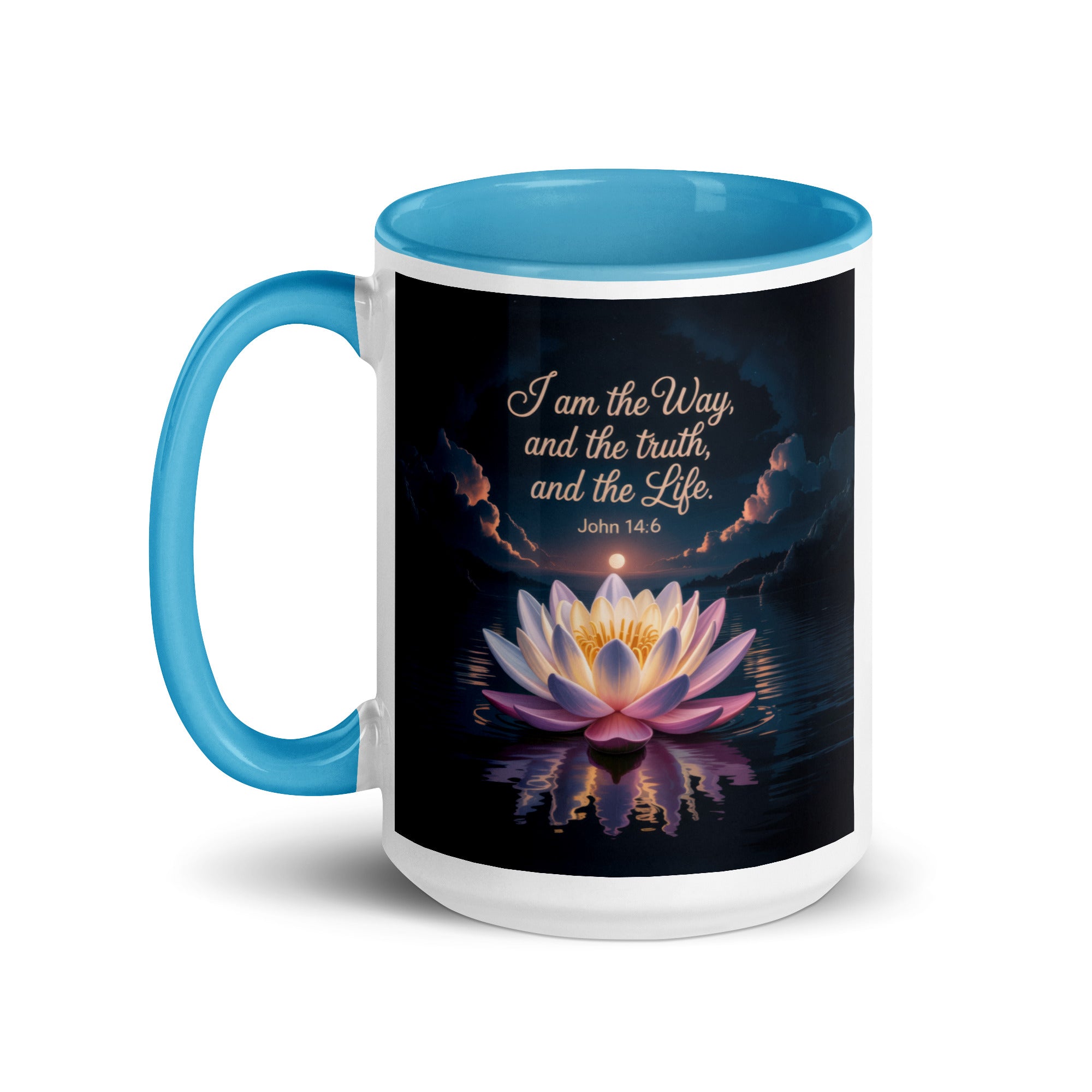John 14:6 Bible Verse The Way White Ceramic Mug with Color Inside