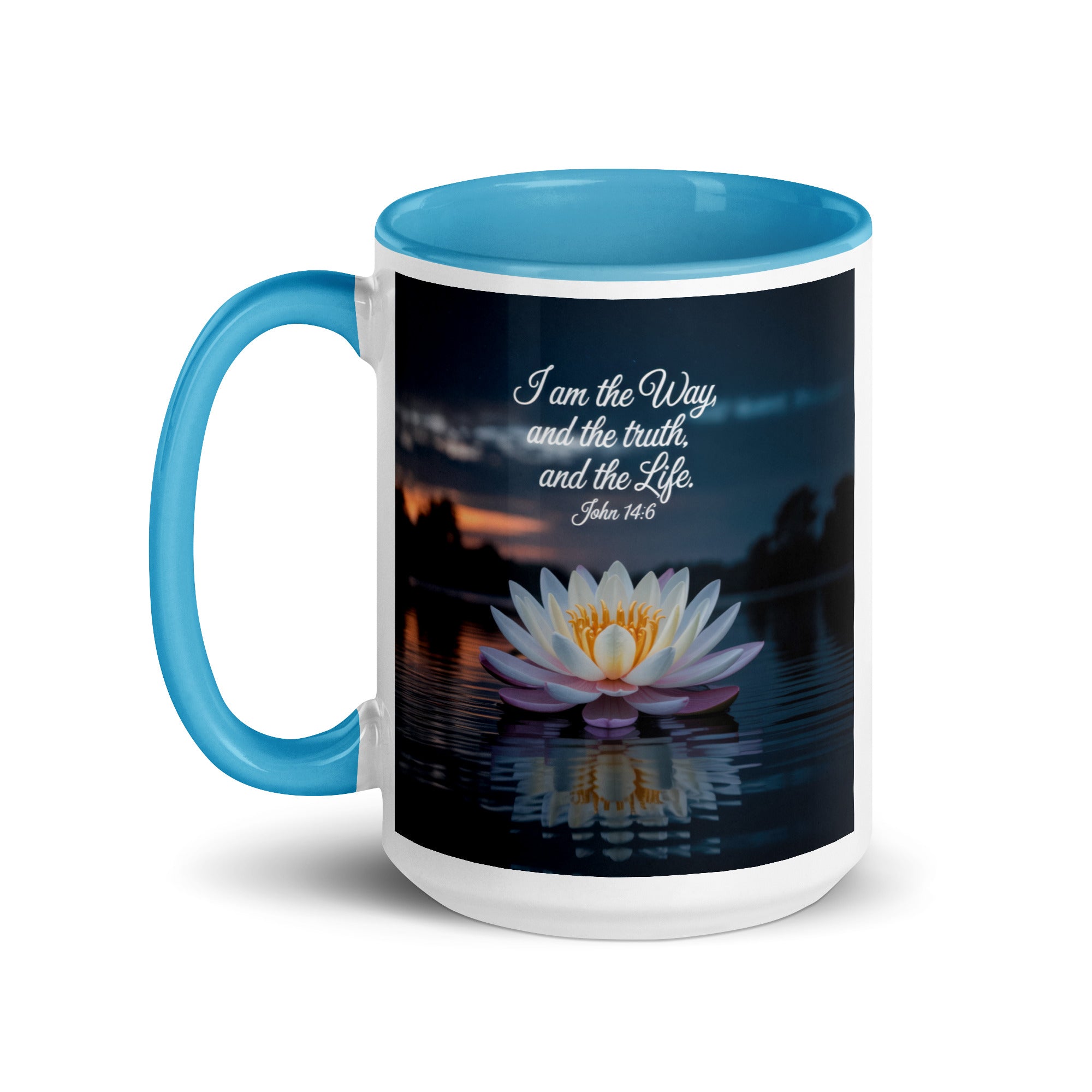 John 14:6 Bible Verse The Father White Ceramic Mug with Color Inside