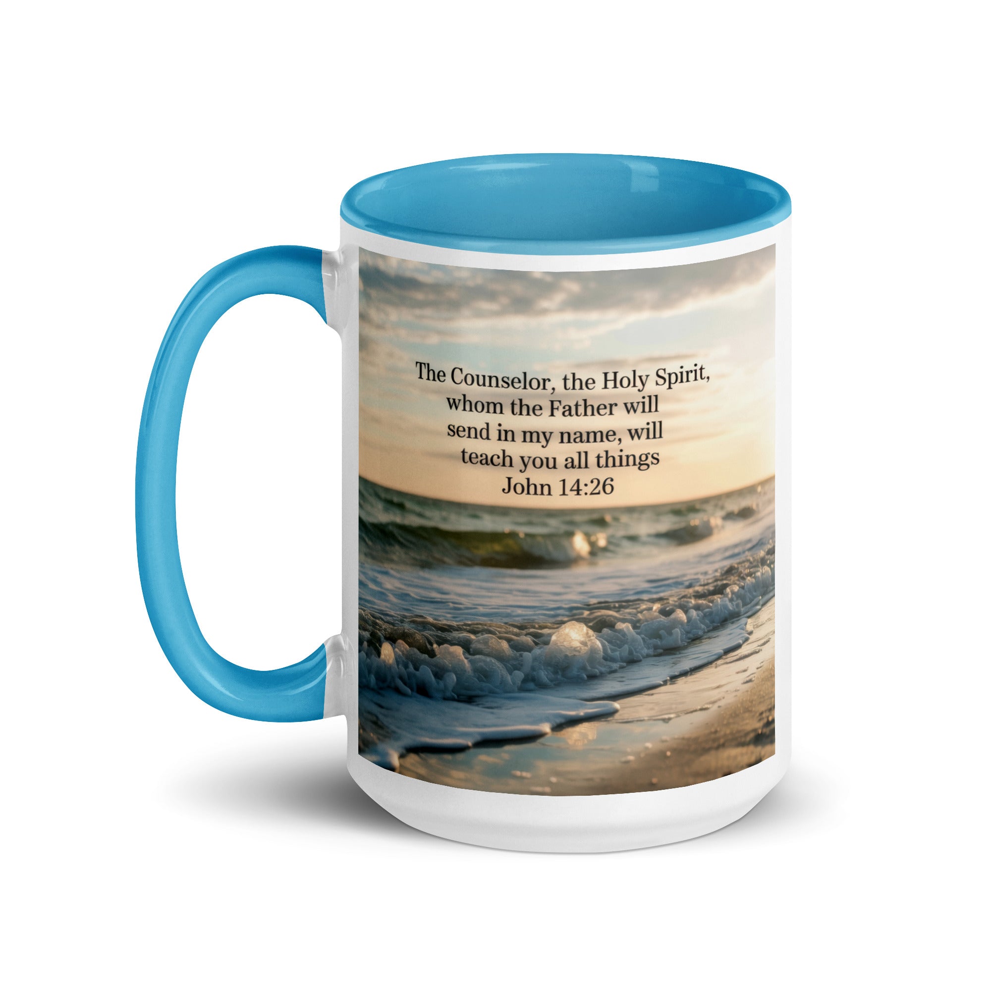 John 14:26 Bible Verse You All White Ceramic Mug with Color Inside