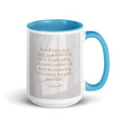 Revelation 21:4 Bible Verse, He will wipe White Ceramic Mug with Color Inside Blue 15 oz