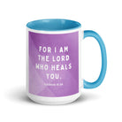 Exodus 15:26 Bible Verse, in his eyes White Ceramic Mug with Color Inside Blue 15 oz