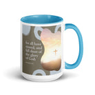 Romans 3:23 Bible Verse, the glory White Ceramic Mug with Color Inside Blue 15 oz