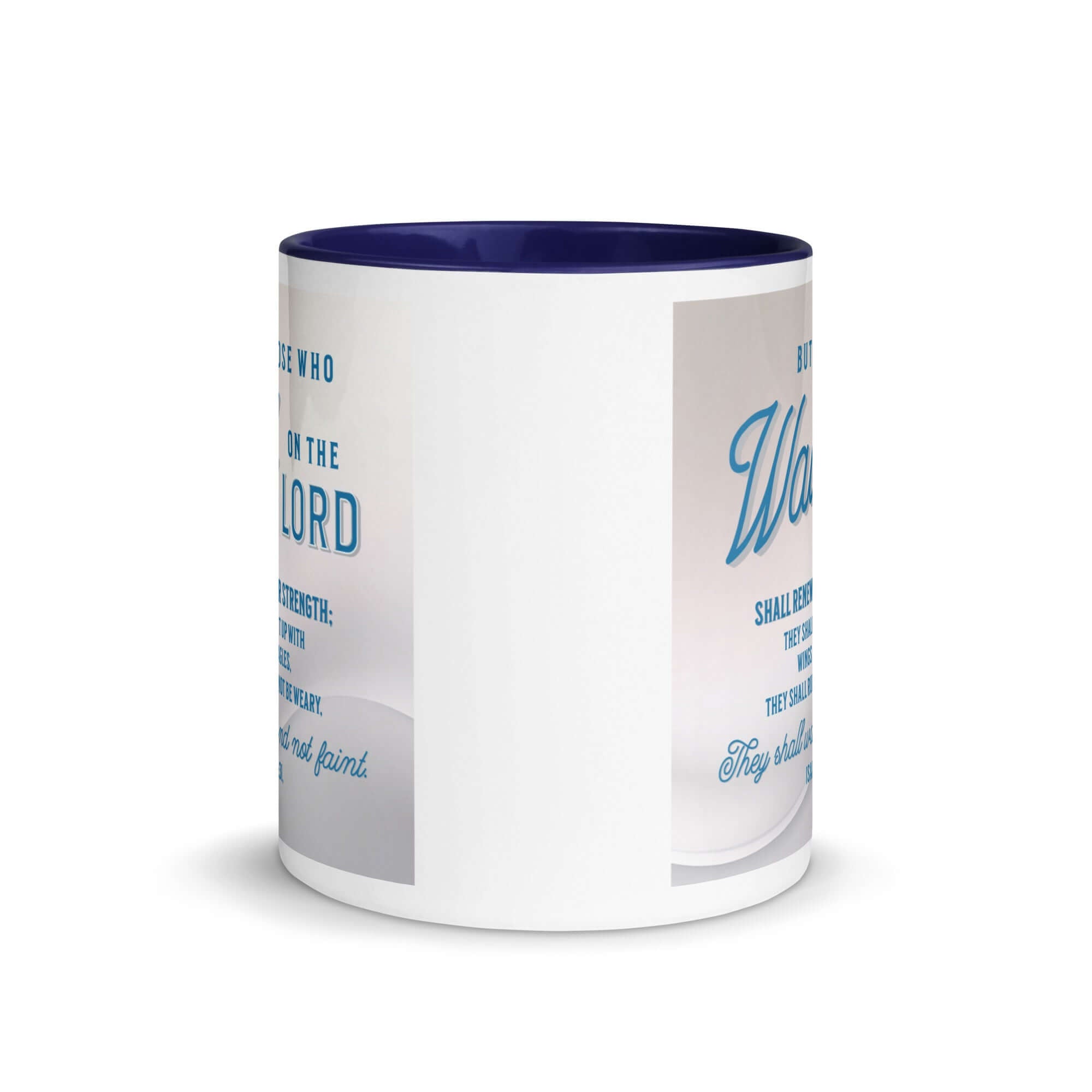 Isaiah 40:31 Bible Verse, Wings like Eagles White Ceramic Mug with Color Inside