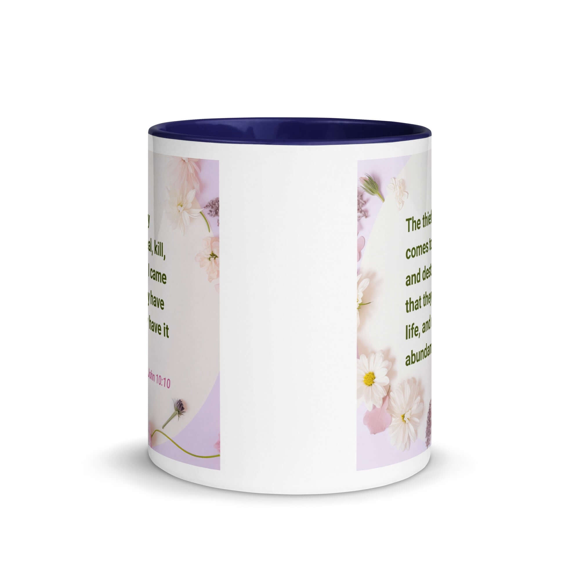 John 10:10 Bible Verse, Abundant Life White Ceramic Mug with Color Inside