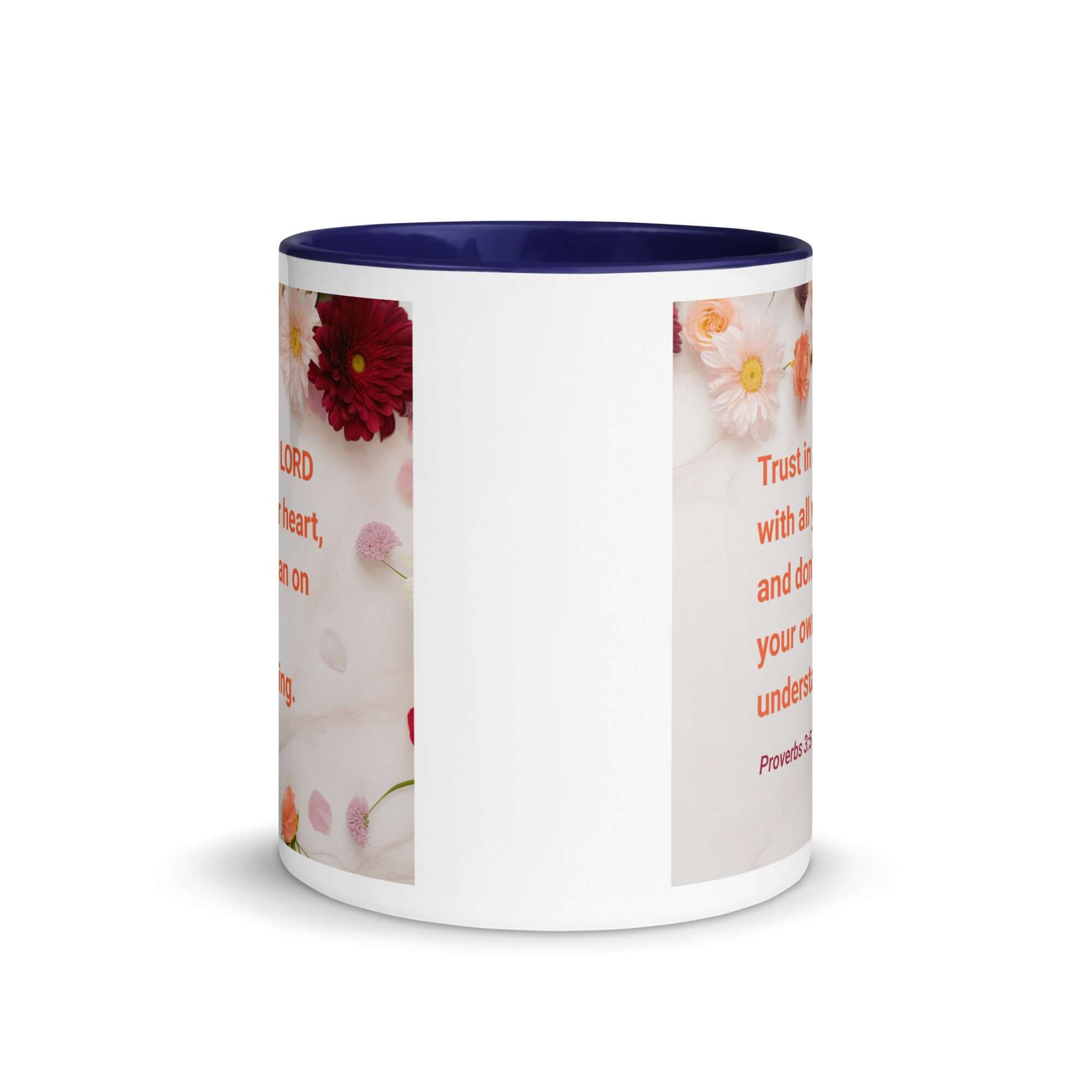 Proverbs 3:5 Bible Verse, Trust in the LORD White Ceramic Mug with Color Inside