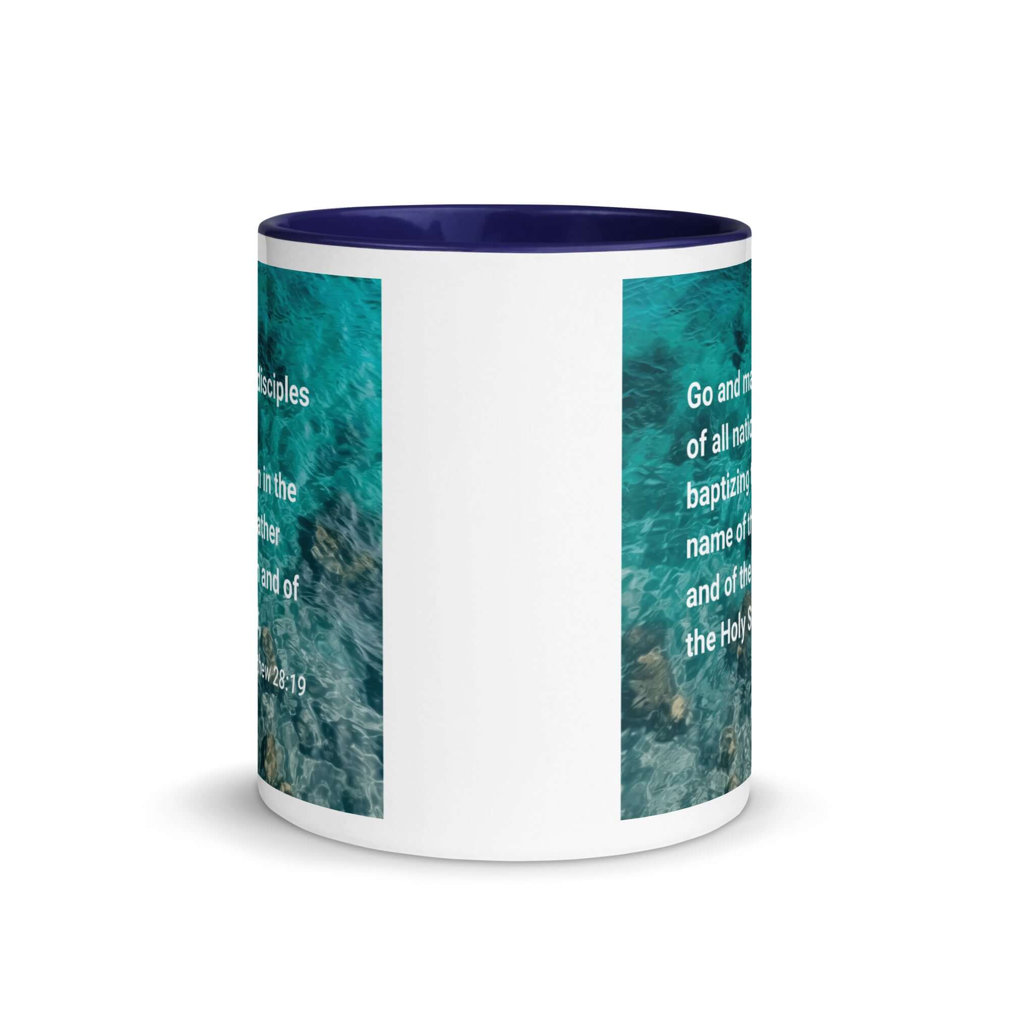 Matthew 28:19 Bible Verse, Make Disciples White Ceramic Mug with Color Inside