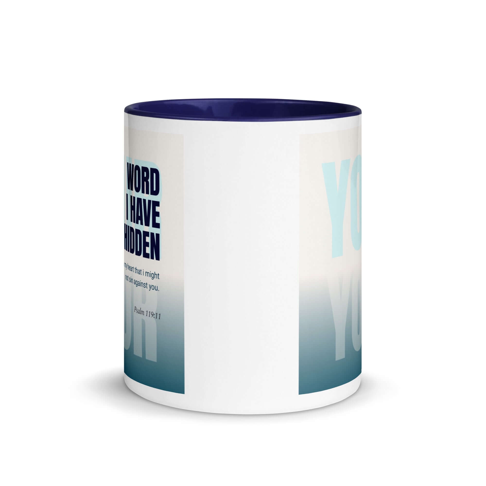 Psalm 119:11 Bible Verse, hidden your word White Ceramic Mug with Color Inside