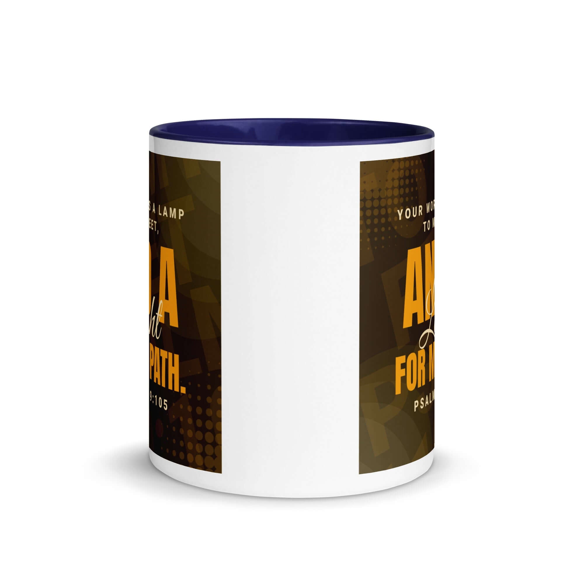 Psalm 119:105 Bible Verse, lamp to my feet White Ceramic Mug with Color Inside