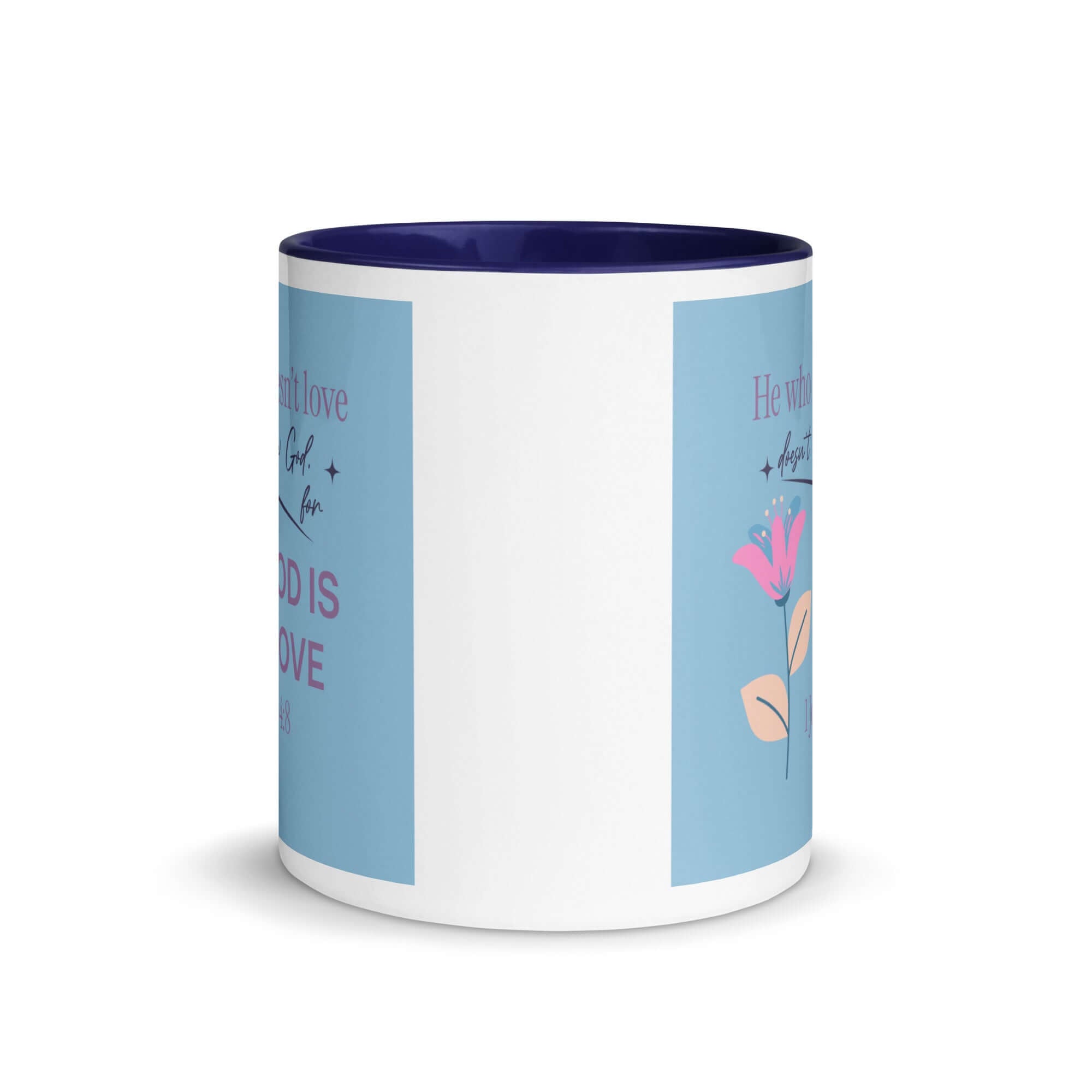 1 John 4:8 Bible Verse, doesn’t love White Ceramic Mug with Color Inside