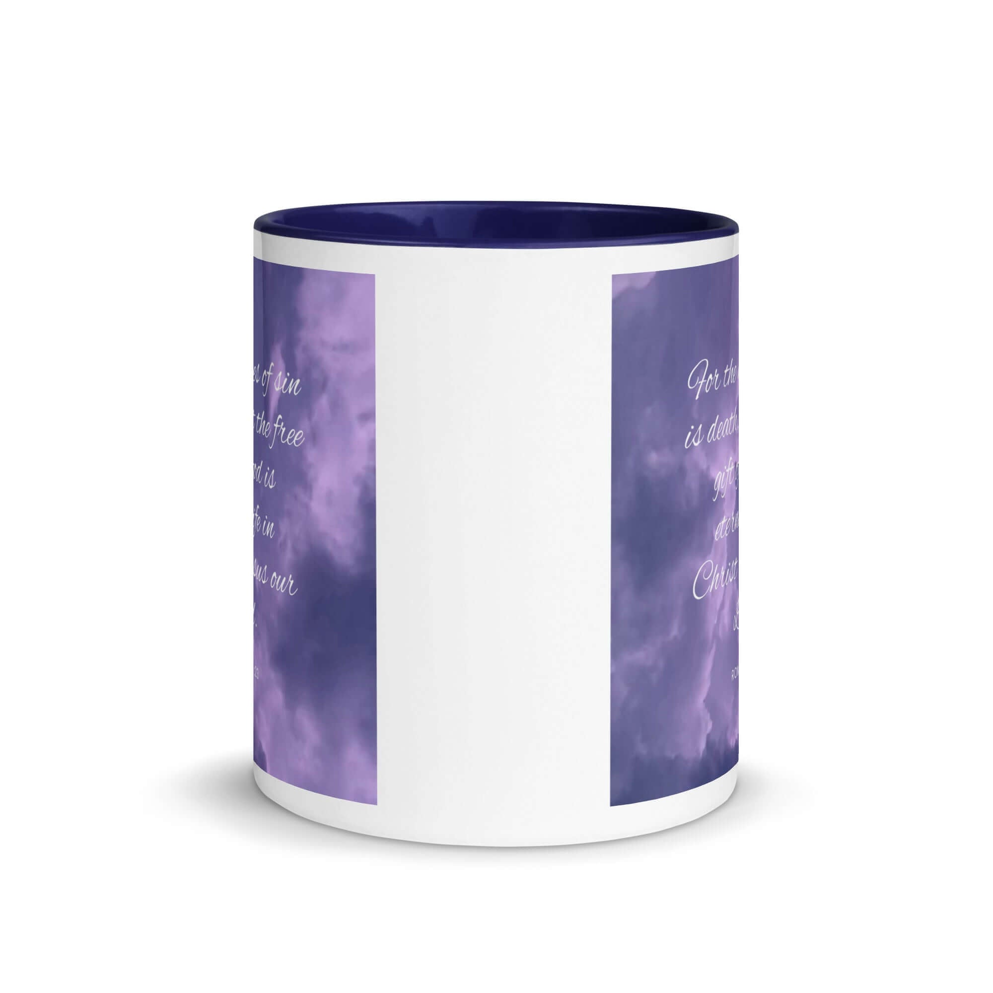Romans 6:23 Bible Verse, free gift White Ceramic Mug with Color Inside