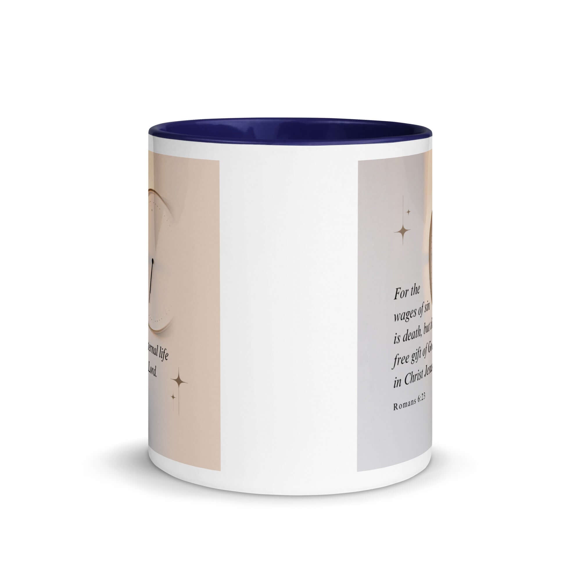 Romans 6:23 Bible Verse, our Lord White Ceramic Mug with Color Inside