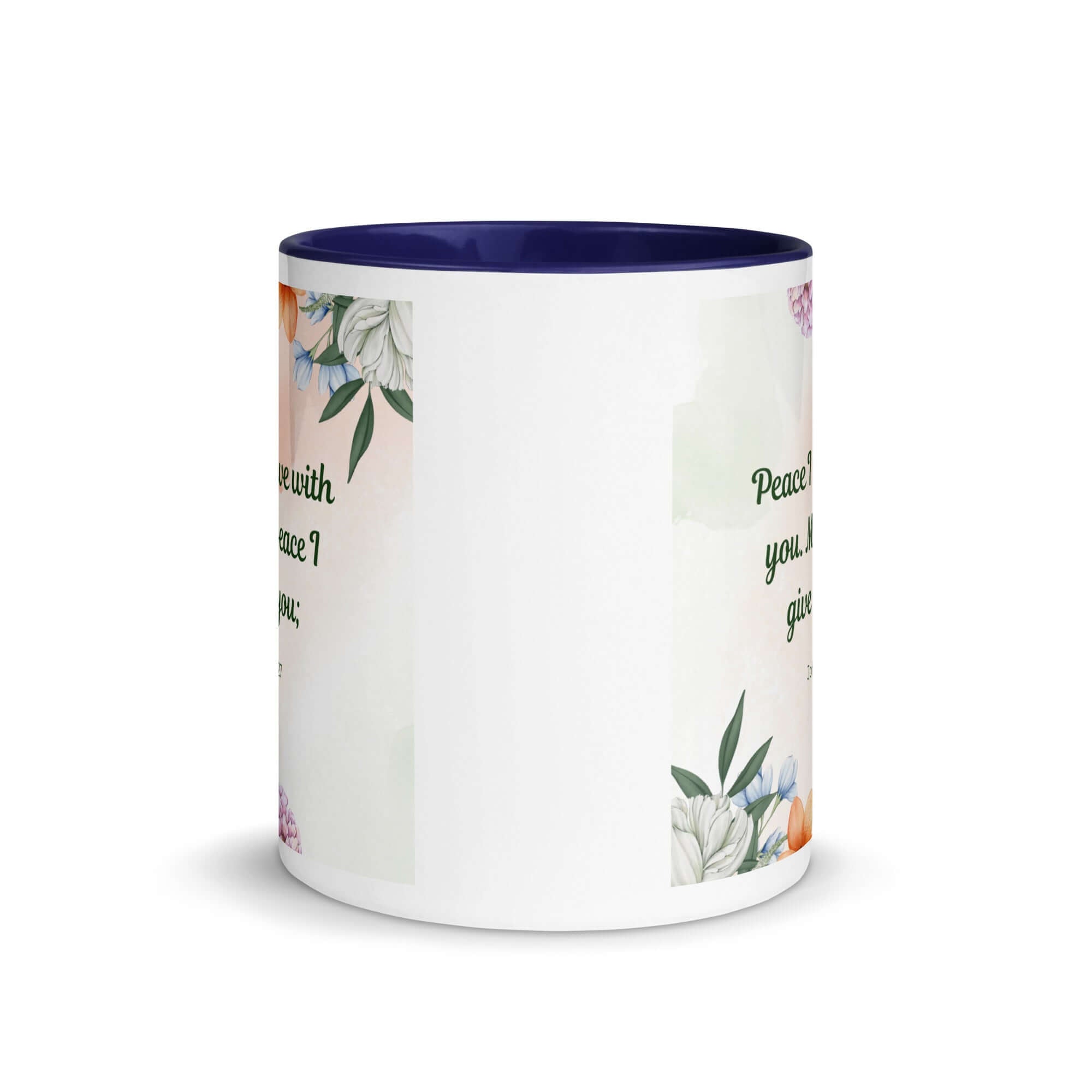 John 14:27 Bible Verse, with you White Ceramic Mug with Color Inside