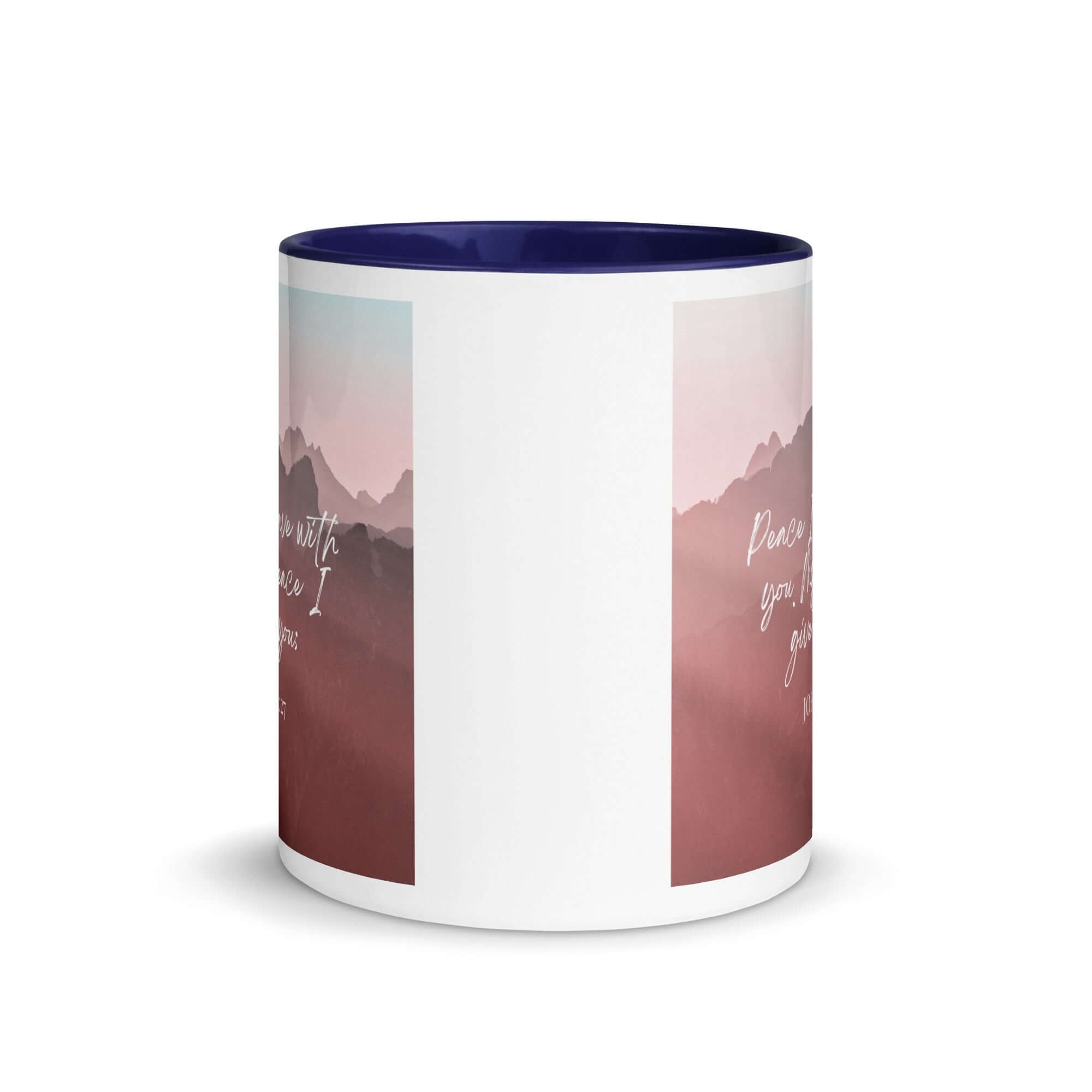 John 14:27 Bible Verse, I give you White Ceramic Mug with Color Inside